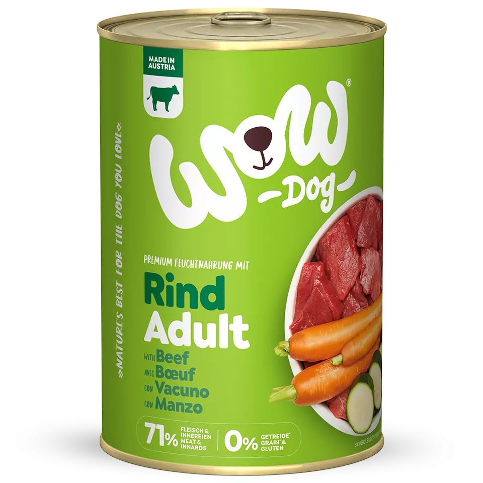 Hundefutter WOW Rind 150g,400g,800g Yellow Green
