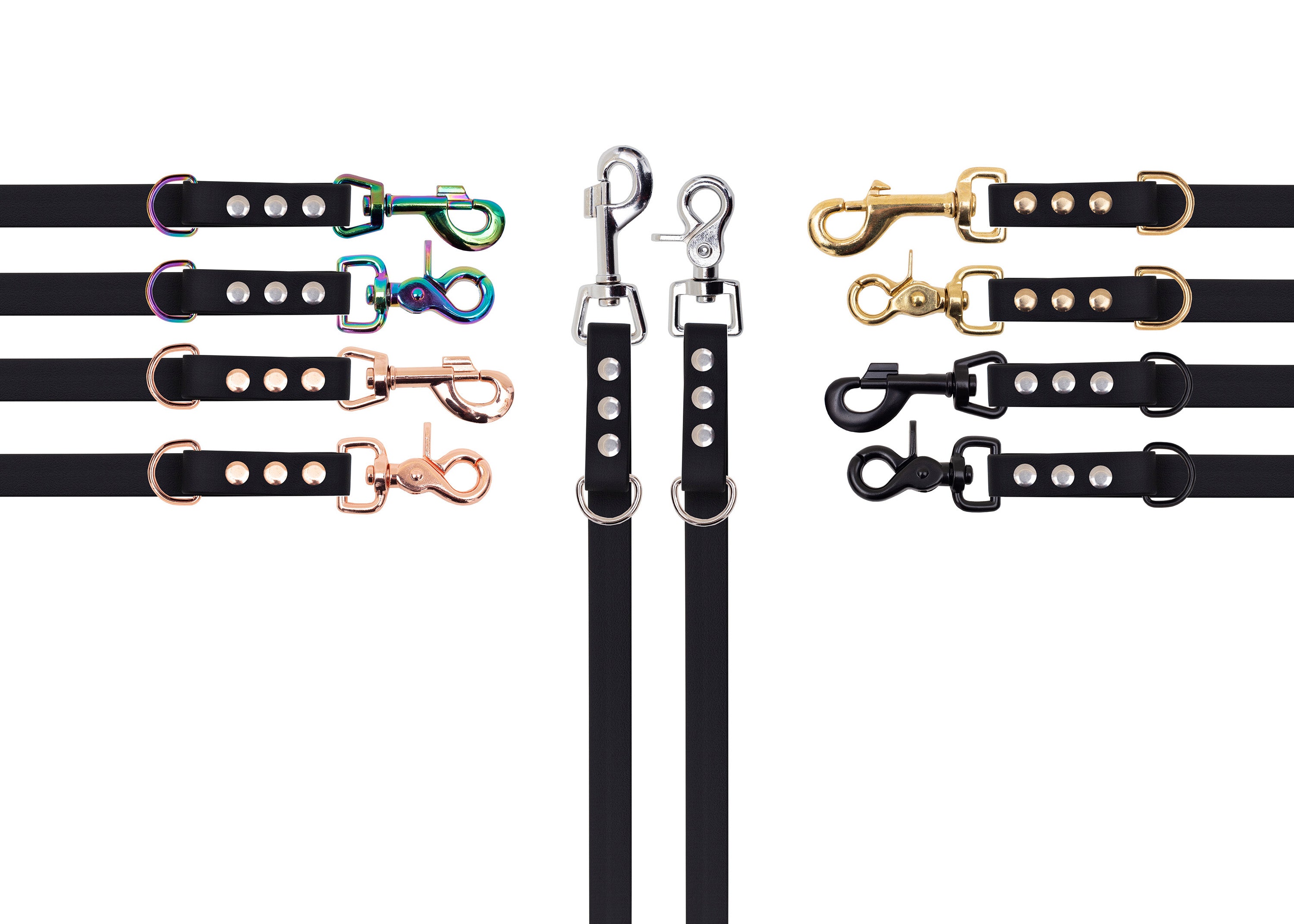 Biothaneleine Farbe Black Breite 16mm - 2m verstellbar mit silbernem Bolzenkarabiner Gray