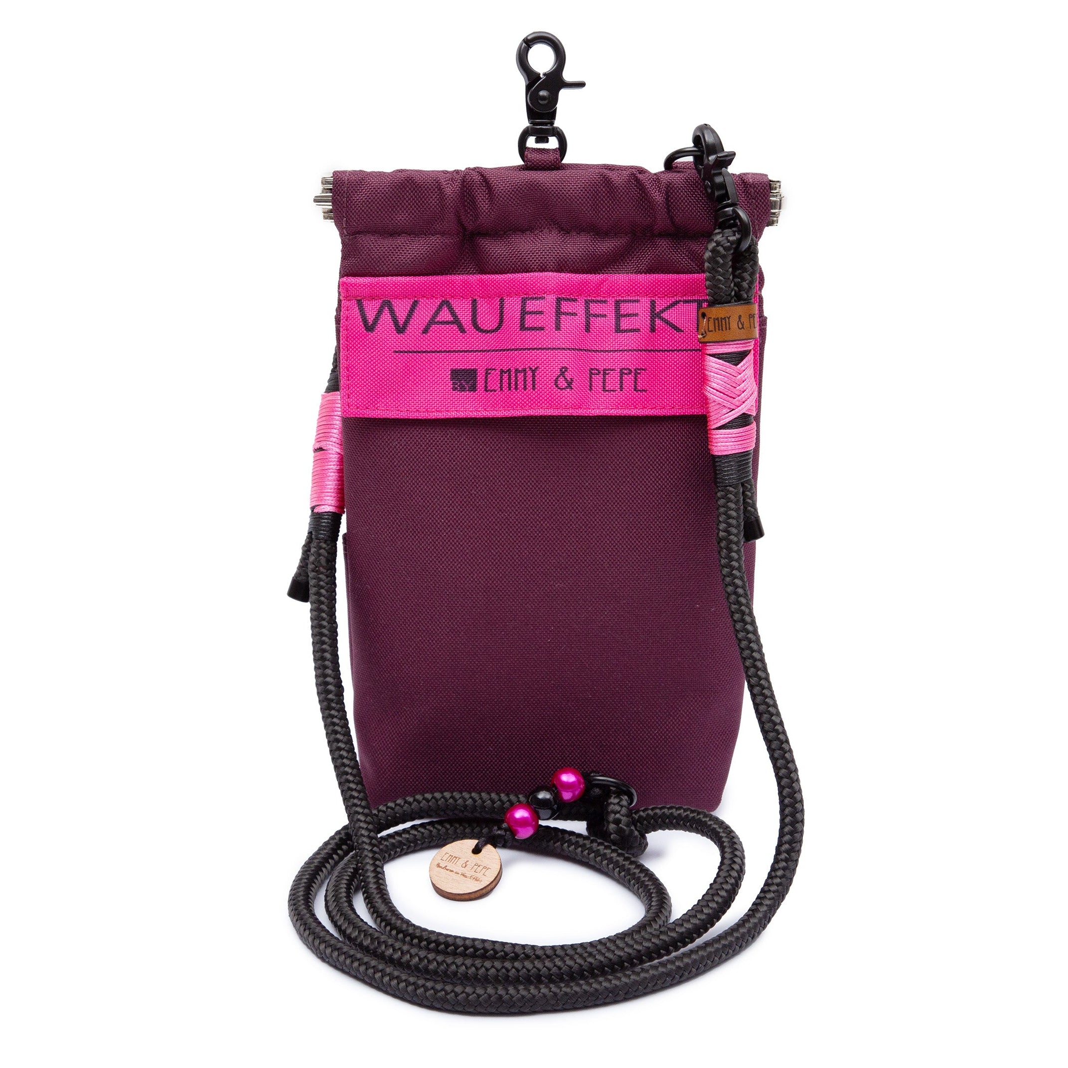 Wau-to-go Gassitasche, Modell Pink Berry, mit praktischem Umhängegurt und vielen Fächern