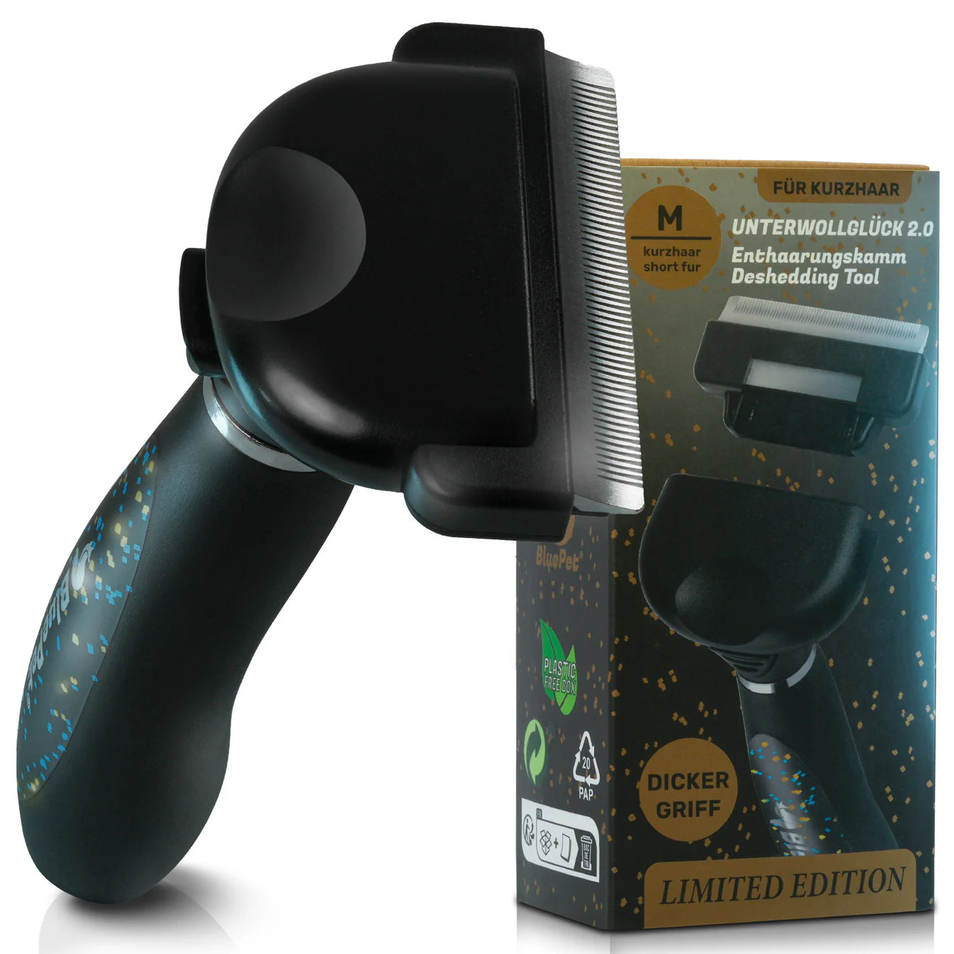 BluePet Unterwollglück 2.0 für Hunde und Katzen in Schwarz