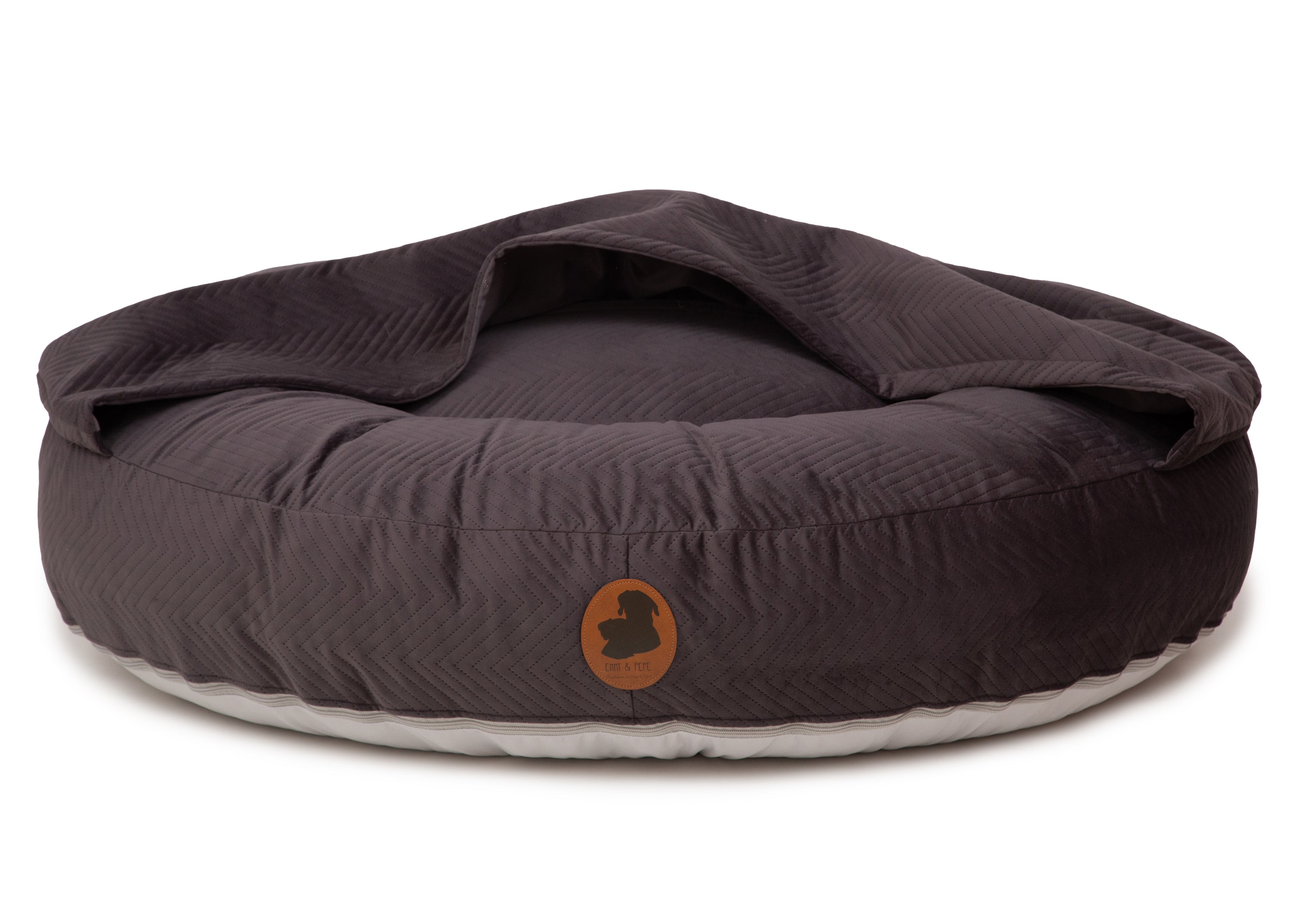 Wechselbezug orthopädisches Hundebett mit Höhle ZickZack Dark Grey / Oval / S (80x60cm),Dark Grey / Oval / M (100x80cm),Dark Grey / Oval / L (120x100cm),Dark Grey / Oval / XL (140x120cm) Dark Slate Gray