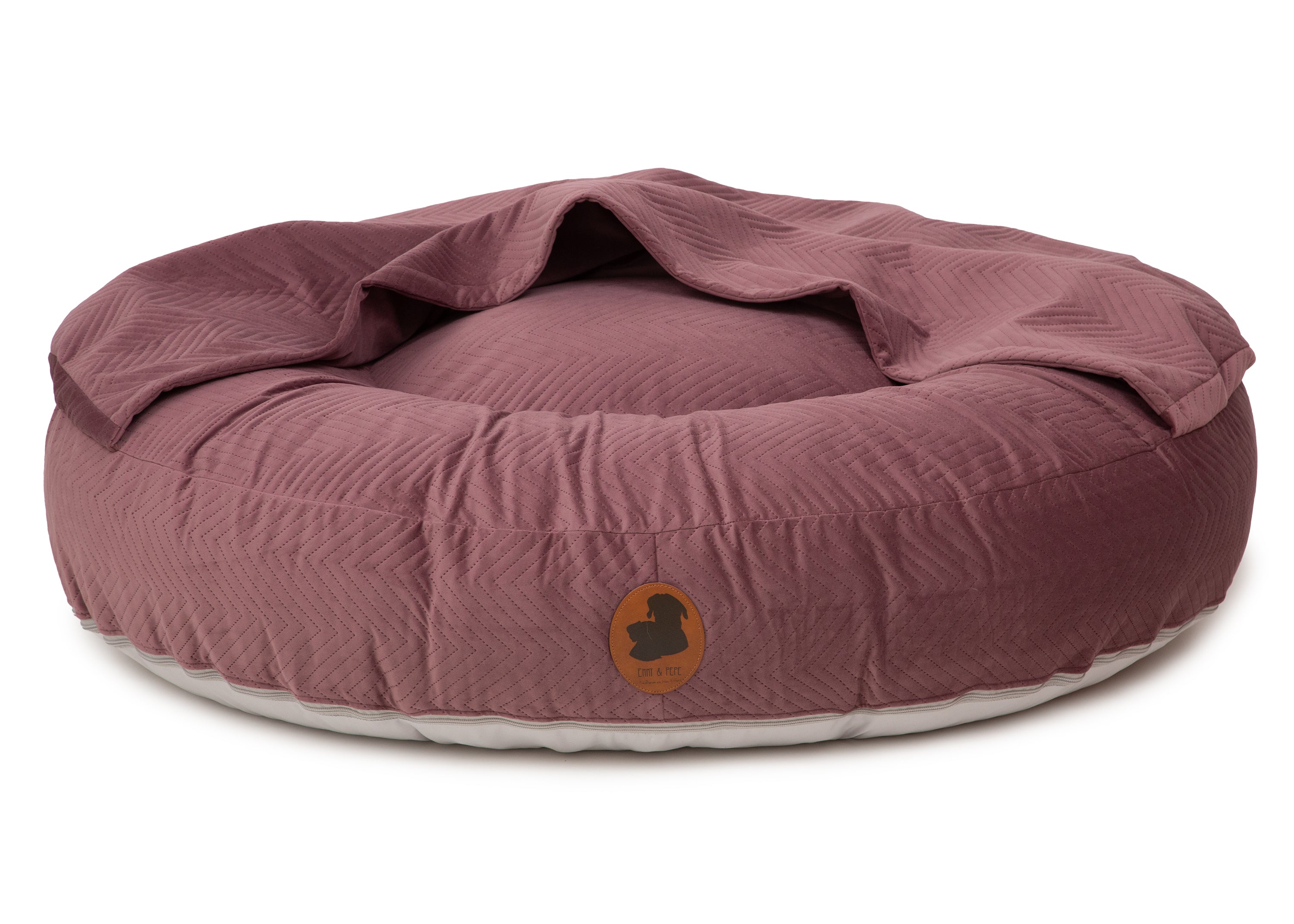 Wechselbezug orthopädisches Hundebett mit Höhle ZickZack Mauve / Oval / S (80x60cm),Mauve / Oval / M (100x80cm),Mauve / Oval / L (120x100cm),Mauve / Oval / XL (140x120cm) Dim Gray