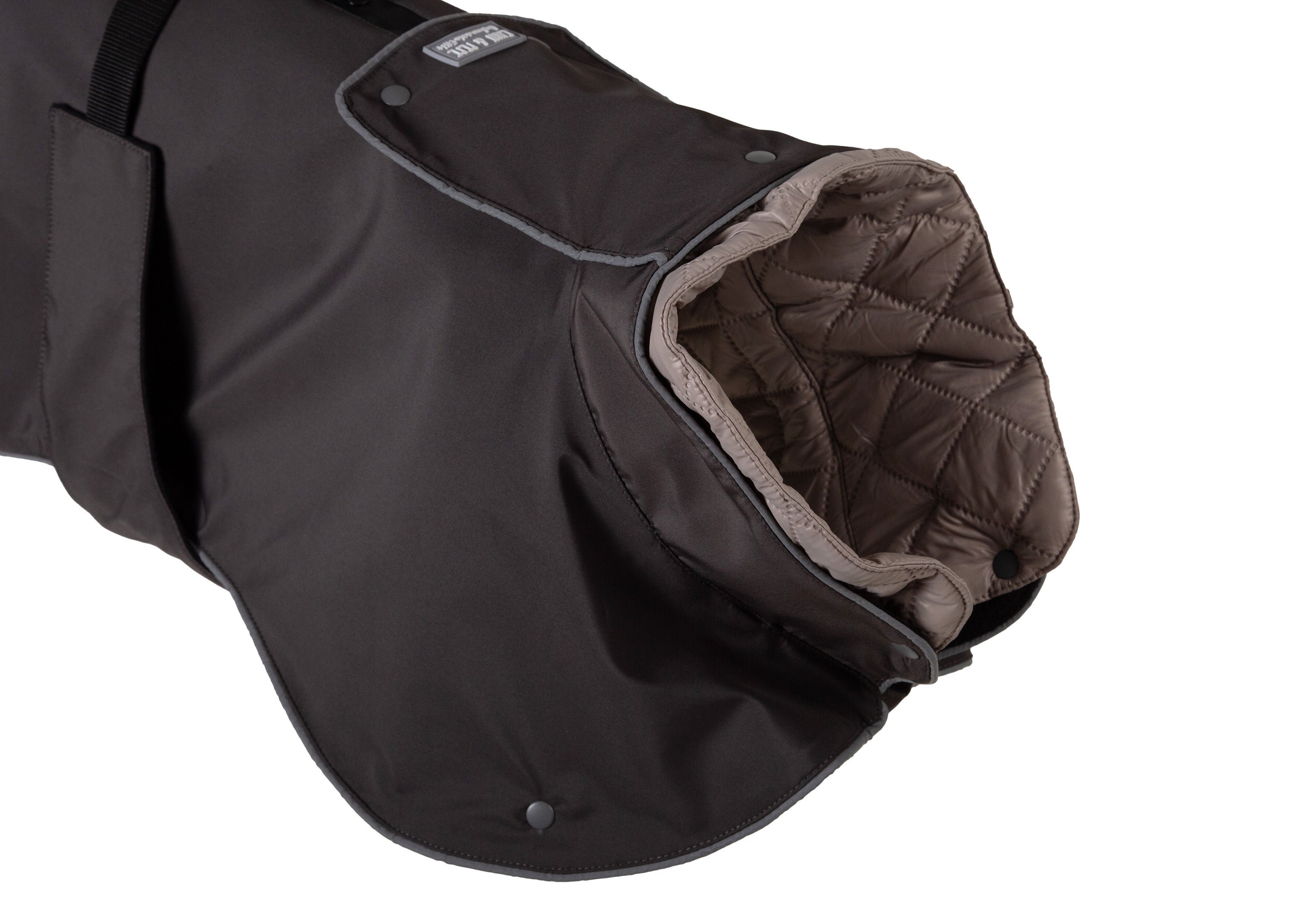 Kragen des Wau-Coat Hundemantel mit herausnehmbarem Innenfutter – 2-in-1 Regen- und Wintermantel für Hunde in Anthrazit