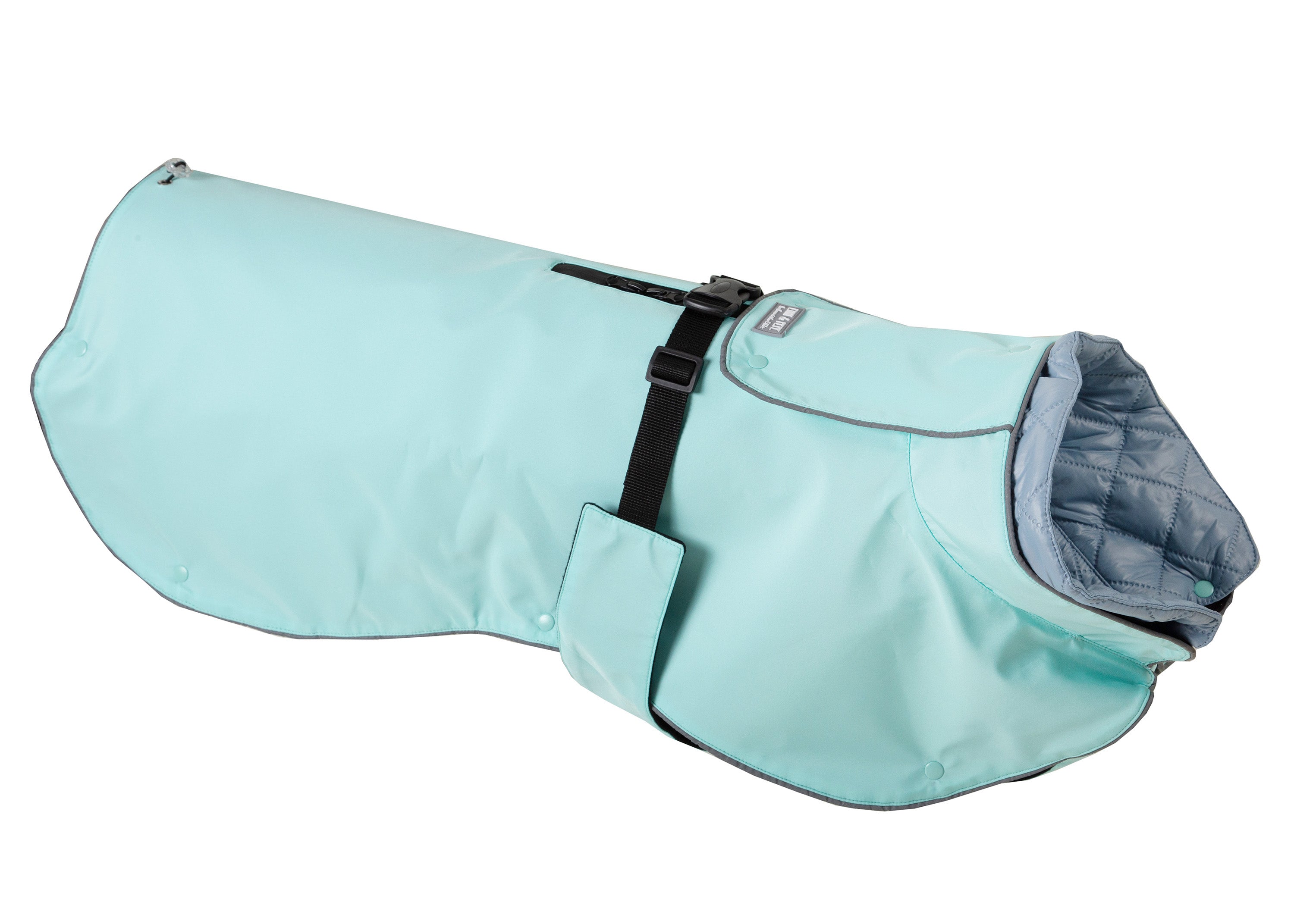 Wau-Coat Hundemantel in Mint wasserdicht mit herausnehmbarem Innenfutter in Blau – Regen- und Wintermantel für Hunde