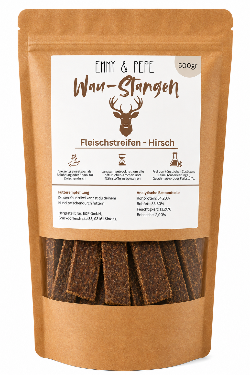 Wau-Stangerl Hirschfleisch-Streifen