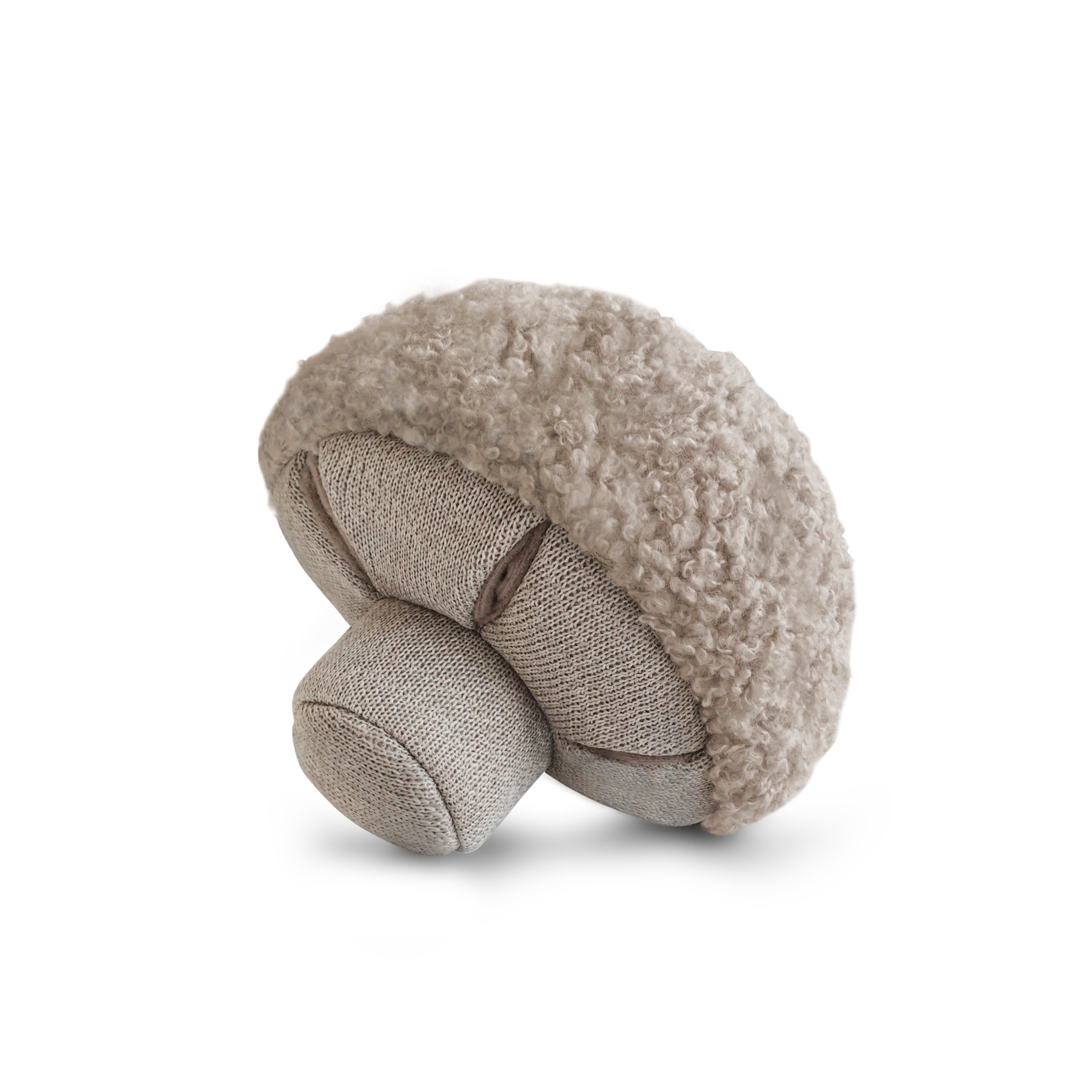 cremefarbener Pilz aus Stoff mit kleinen Taschen für Leckerlis