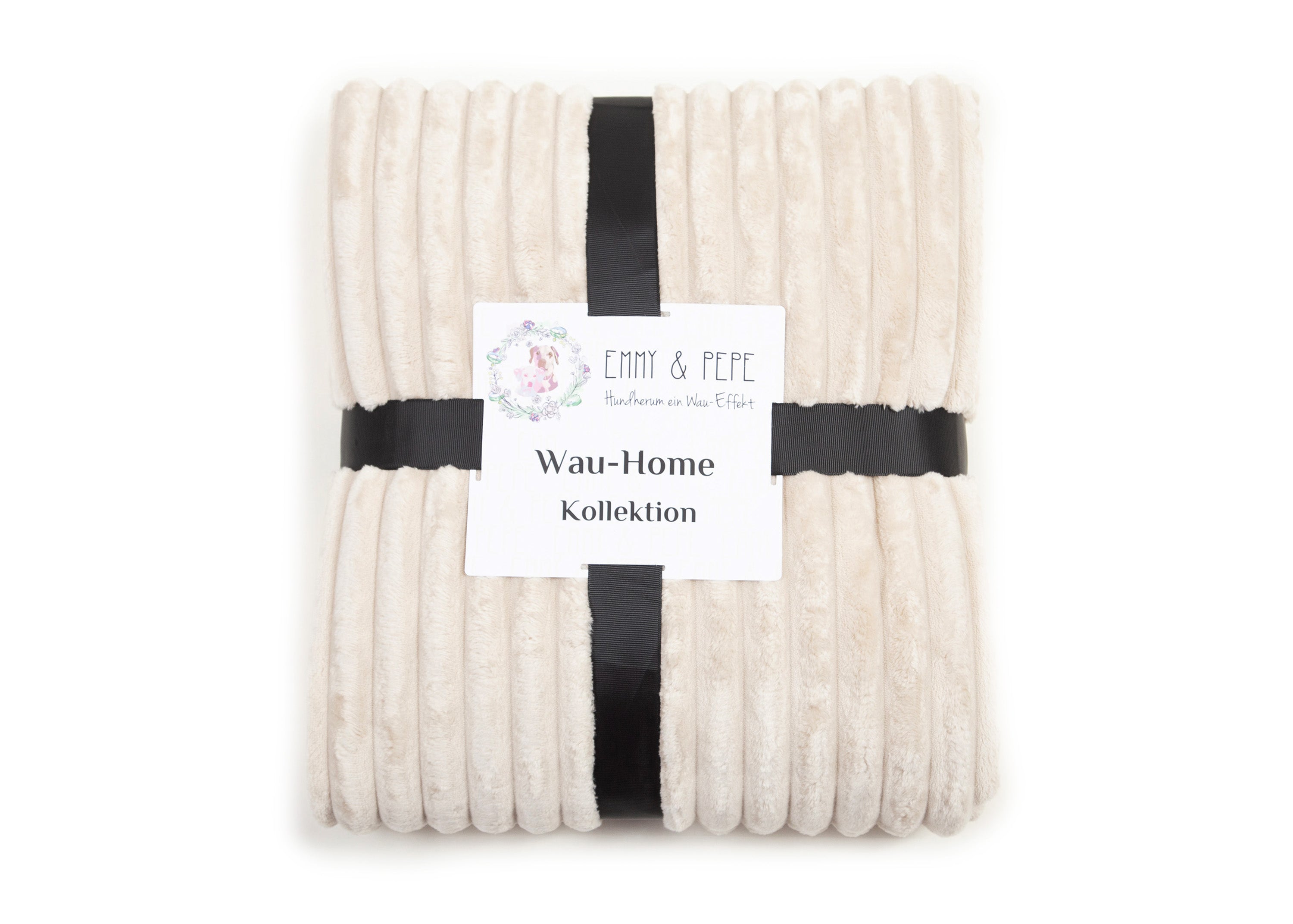 Hundedecke Kuschelcord Creme zusammengepackt