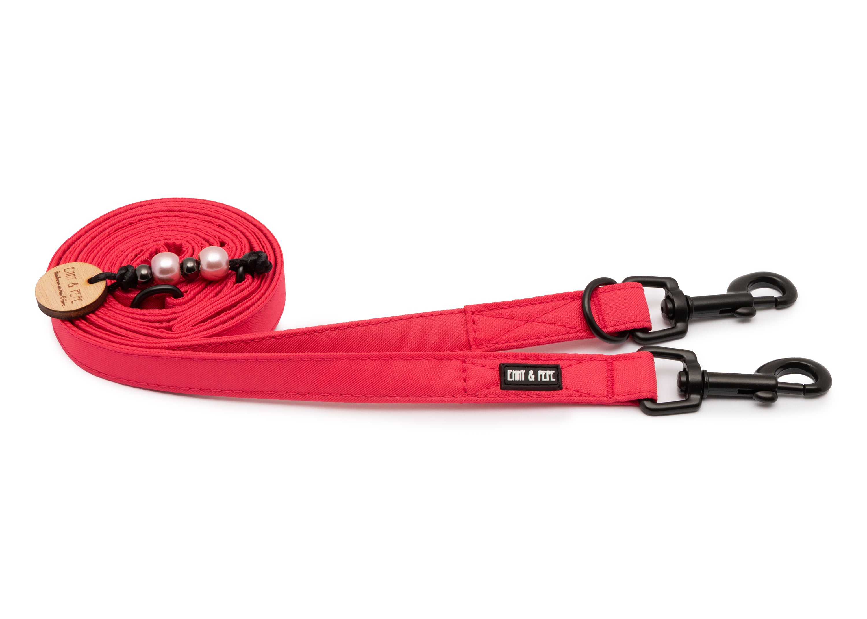 Wau-Move Hundeleine Neon Pink von EMMY & PEPE – dreifach verstellbar mit schwarzen Bolzenkarabiner