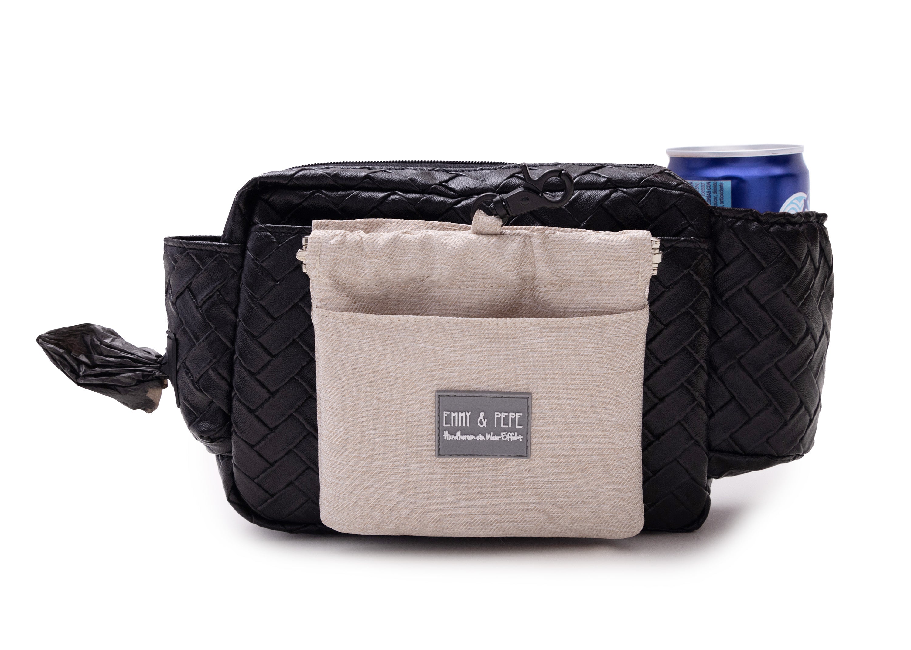 Wau-Pack große  Gassitasche, Modell  Edle von E&P, helle Leckerlitasche, Ansicht von vorne