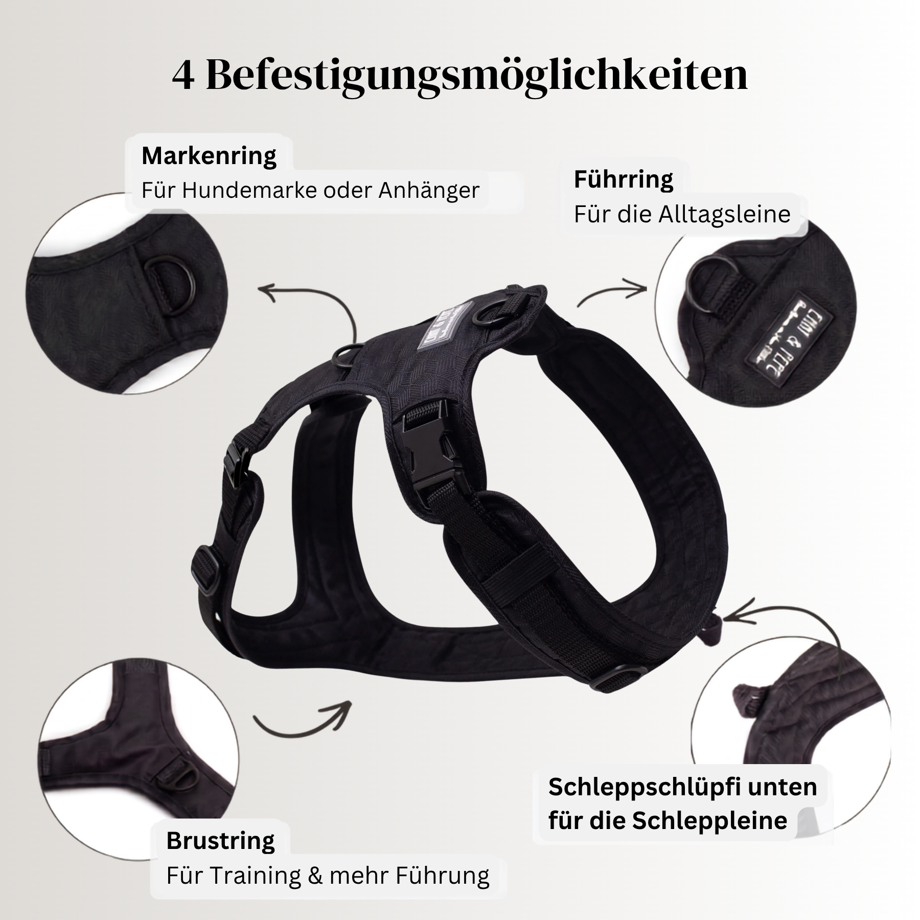 Hundegeschirr mit Halsöffnung Fröhliches Schwarz