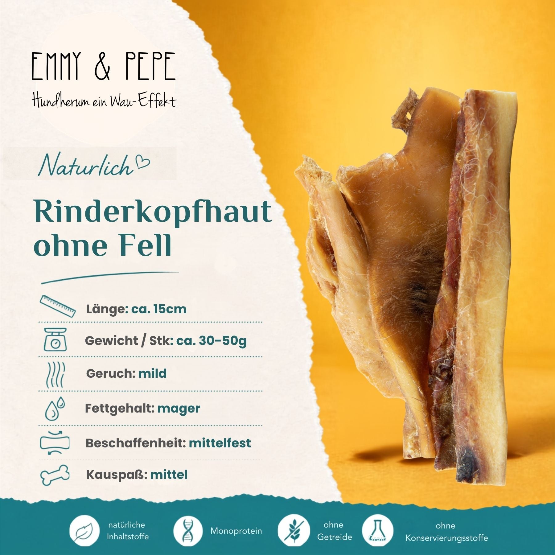 Wau-Knabber Rinderkopfhaut 15cm ohne Fell