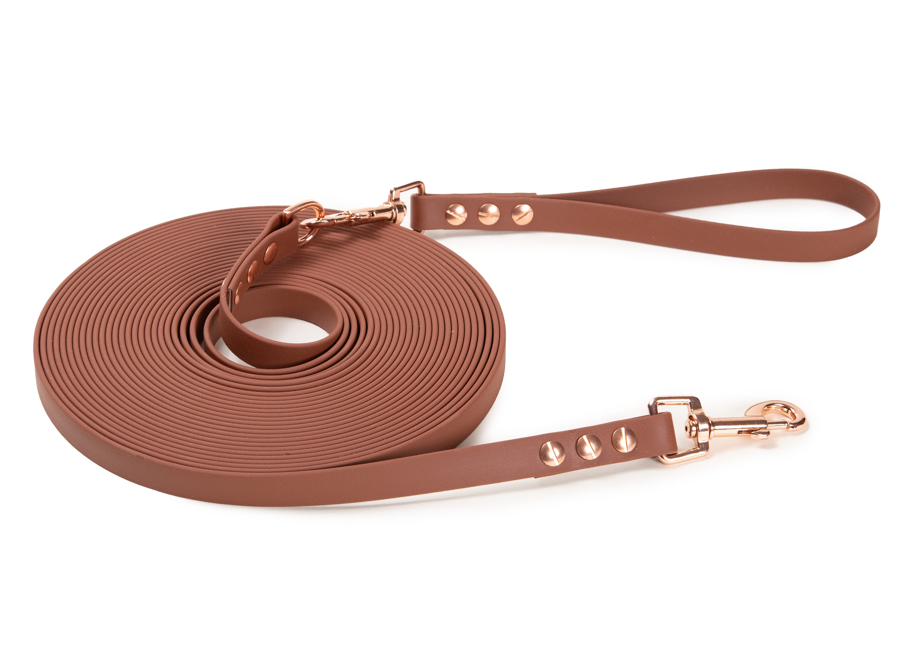 Schleppleine Super Flex Braun Rosegold / 5m / 10 m oder 15 m, mit oder ohne abnehmbarer Handschlaufe