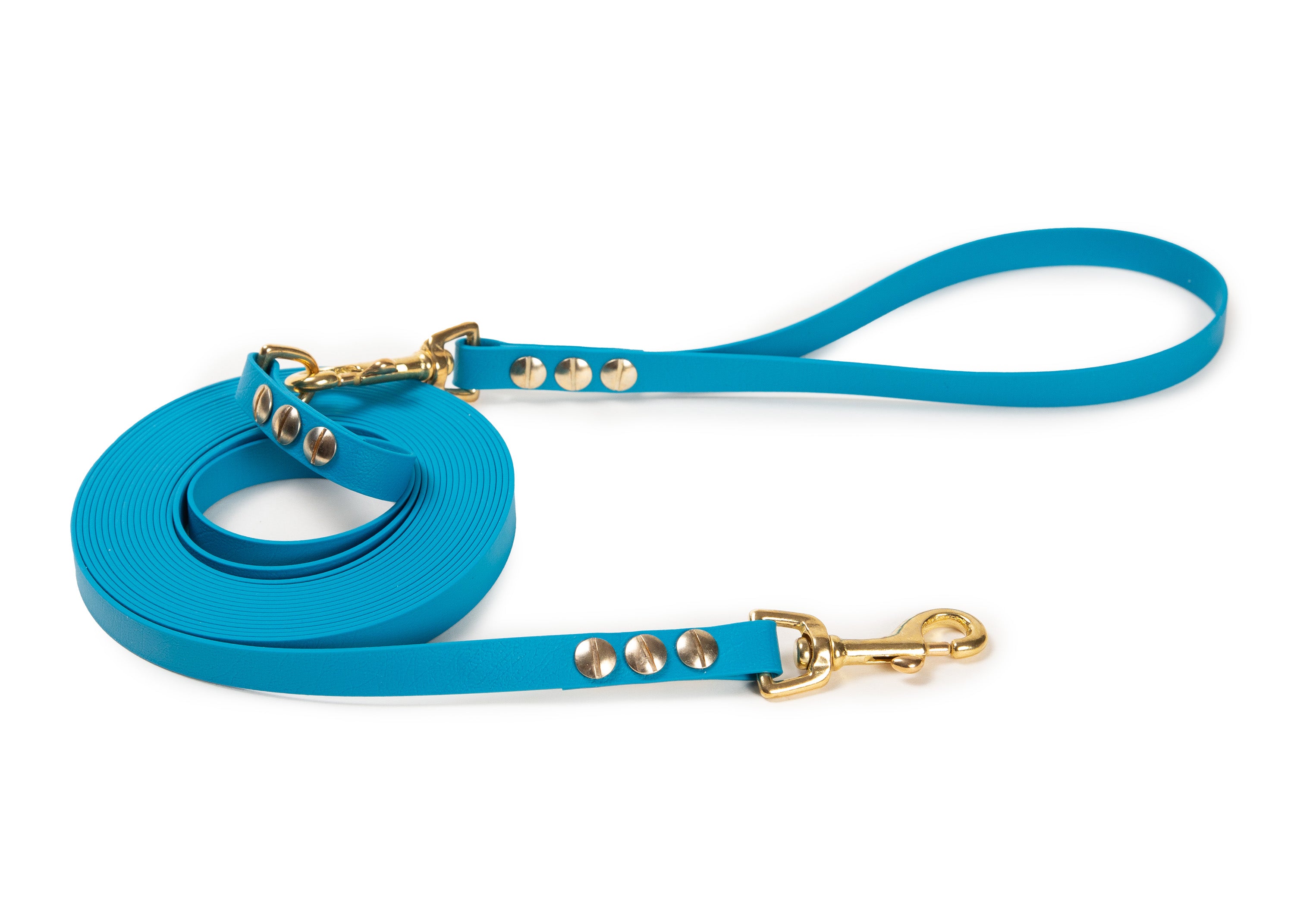 Schleppleine Super Flex Hellblau Gold / 5m / 10 m oder 15 m, mit oder ohne abnehmbarer Handschlaufe