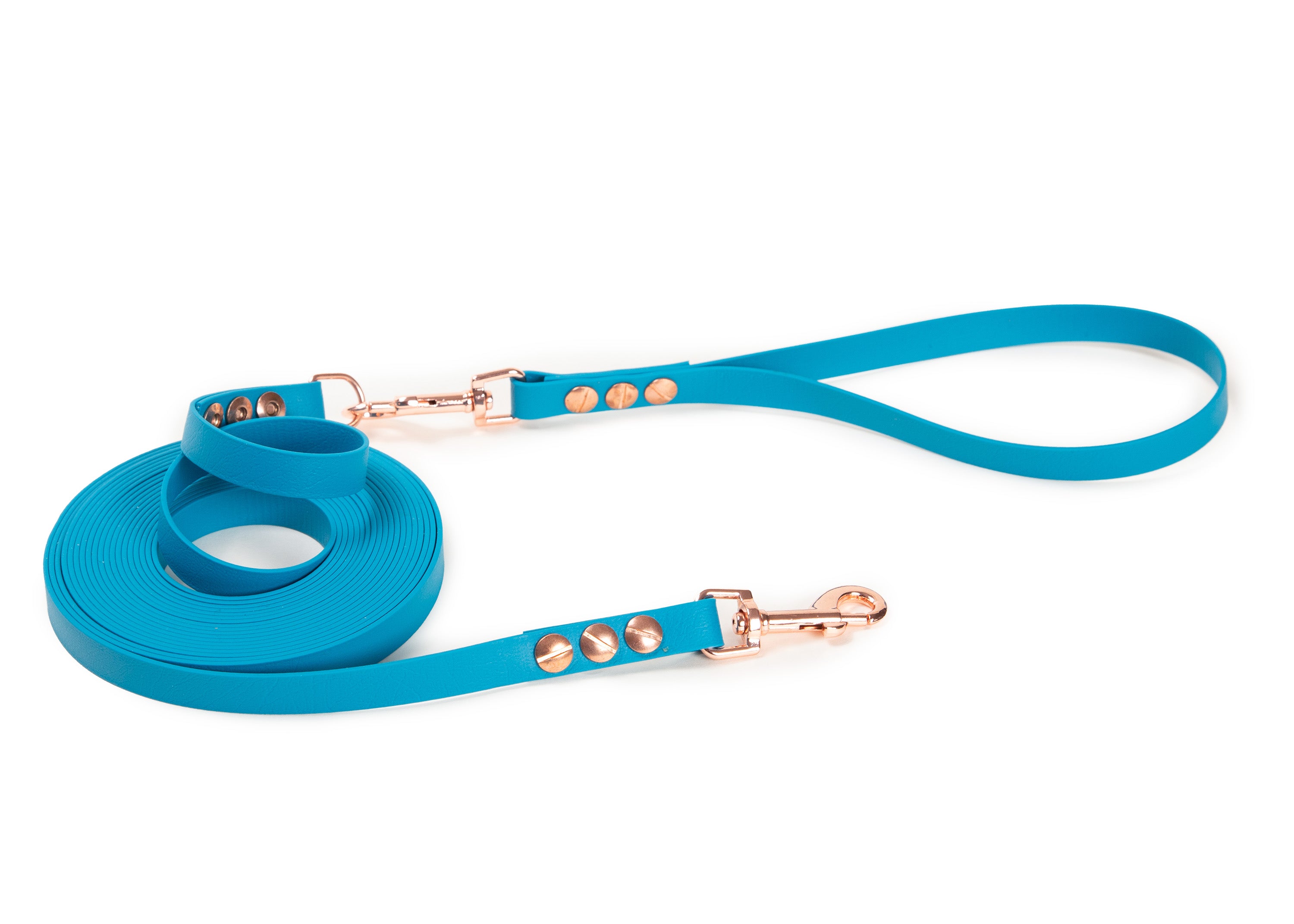 Schleppleine Super Flex Hellblau Rosegold / 5m / 10 m oder 15 m, mit oder ohne abnehmbarer Handschlaufe