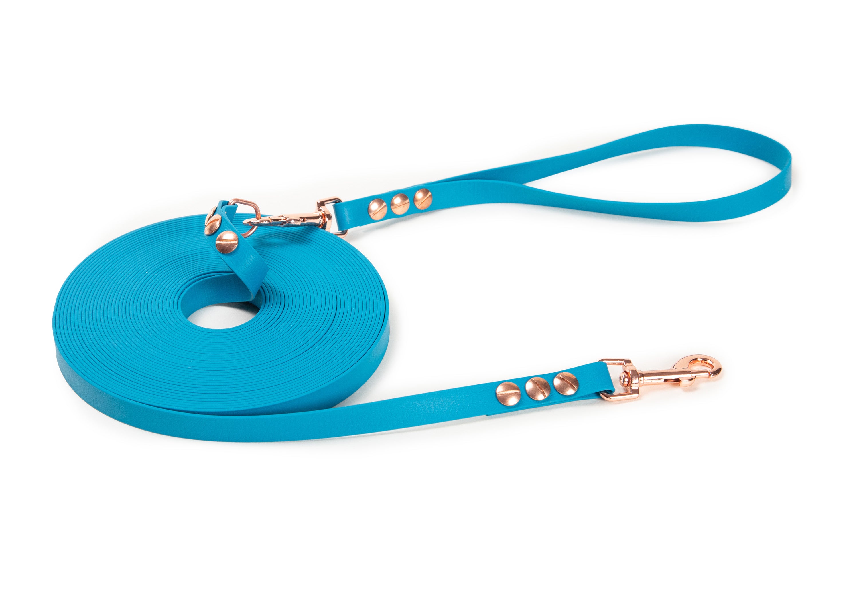 Schleppleine Super Flex Hellblau Rosegold / 5m / 10 m oder 15 m, mit oder ohne abnehmbarer Handschlaufe