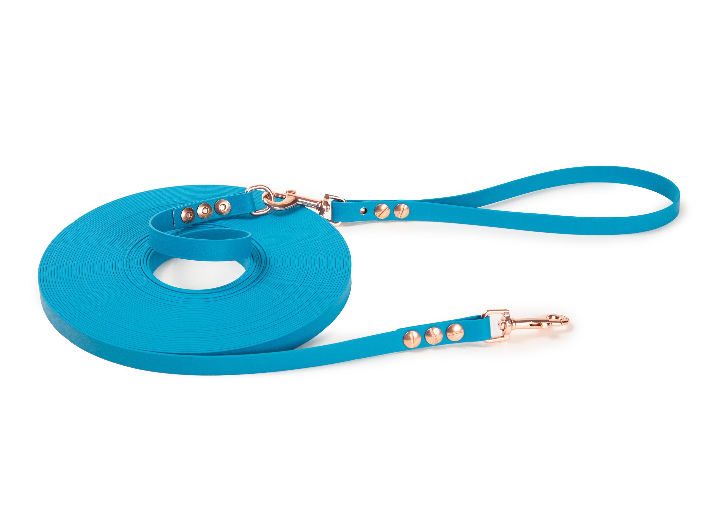 Schleppleine Super Flex Hellblau Rosegold / 5m / 10 m oder 15 m, mit oder ohne abnehmbarer Handschlaufe