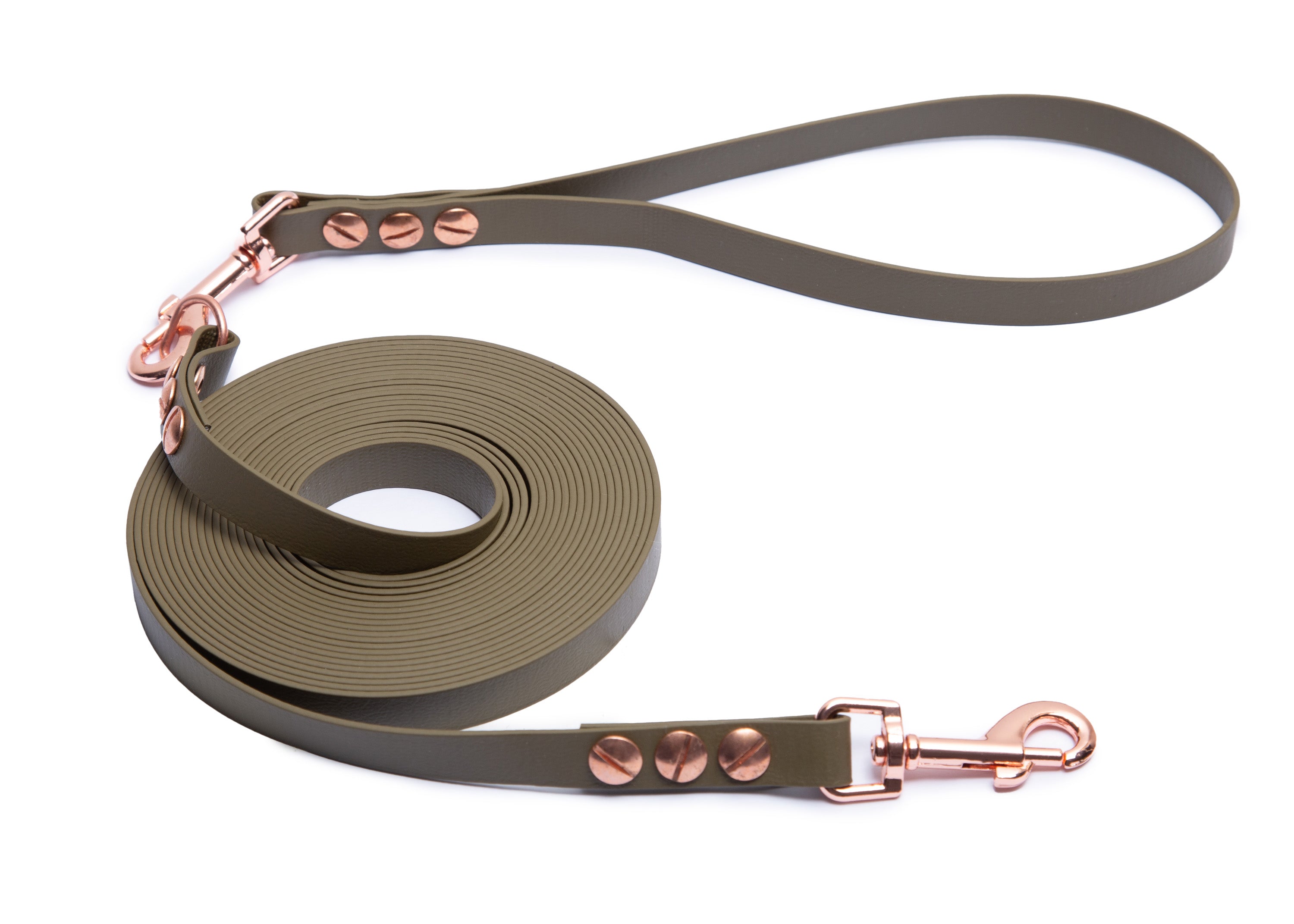Schleppleine Super Flex Olive Rosegold / 5m / 10 m oder 15 m, mit oder ohne abnehmbarer Handschlaufe