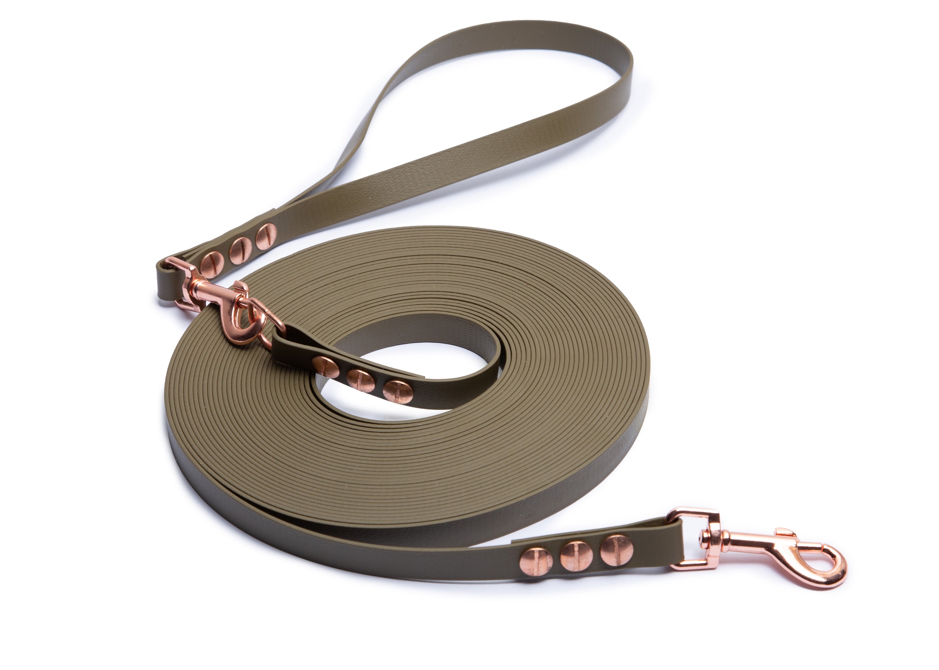 Schleppleine Super Flex Olive Rosegold / 5m / 10 m oder 15 m, mit oder ohne abnehmbarer Handschlaufe