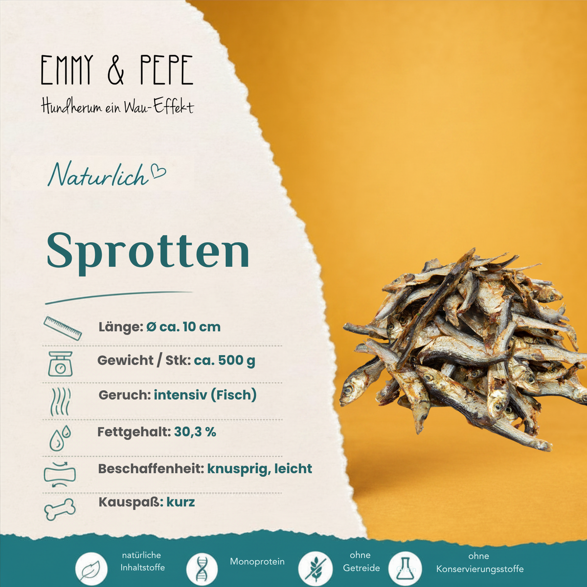 Produkteigenschaften Sprotte für Hunde – Fettgehalt, Omega-3, Beschaffenheit und Kauspaß