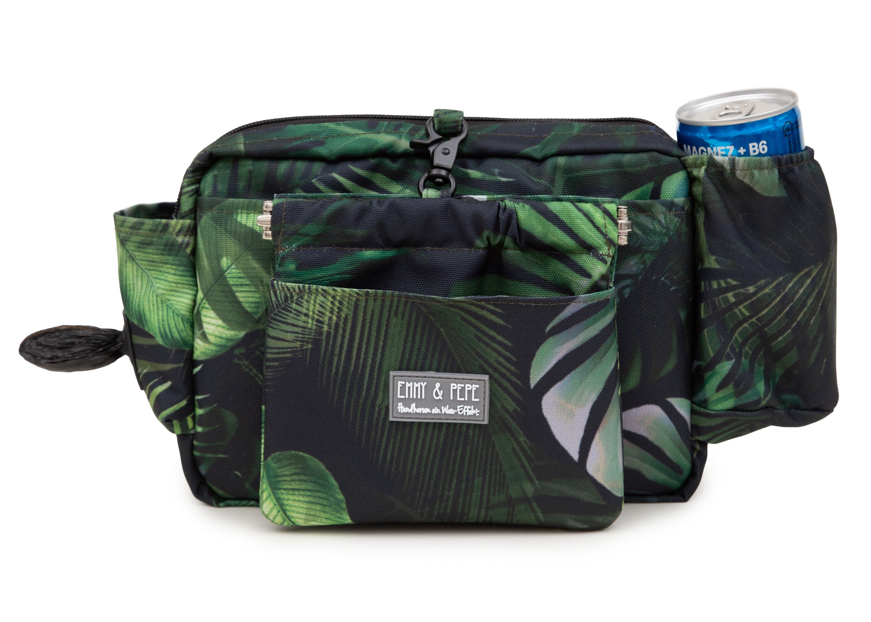 Wau-Pack große Gassitasche, Modell Limette, dunkles Grün, Gurtlängen: S (60-85cm),M (80-110cm),L (100-145cm) - bei jedem Spaziergang alles dabei