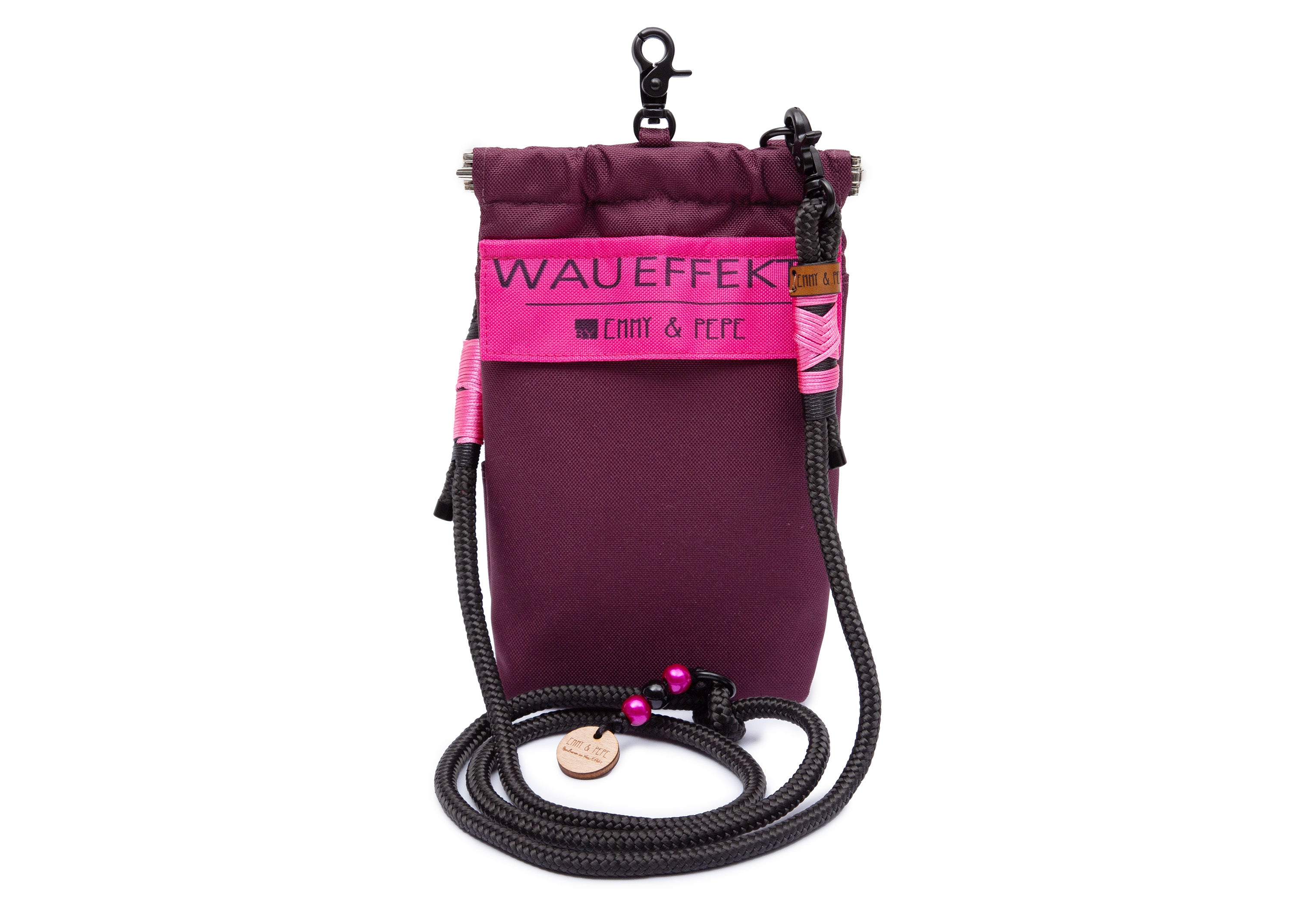 Wau-to-go Gassitasche, Modell Pink Berry, mit praktischem Umhängegurt und vielen Fächern