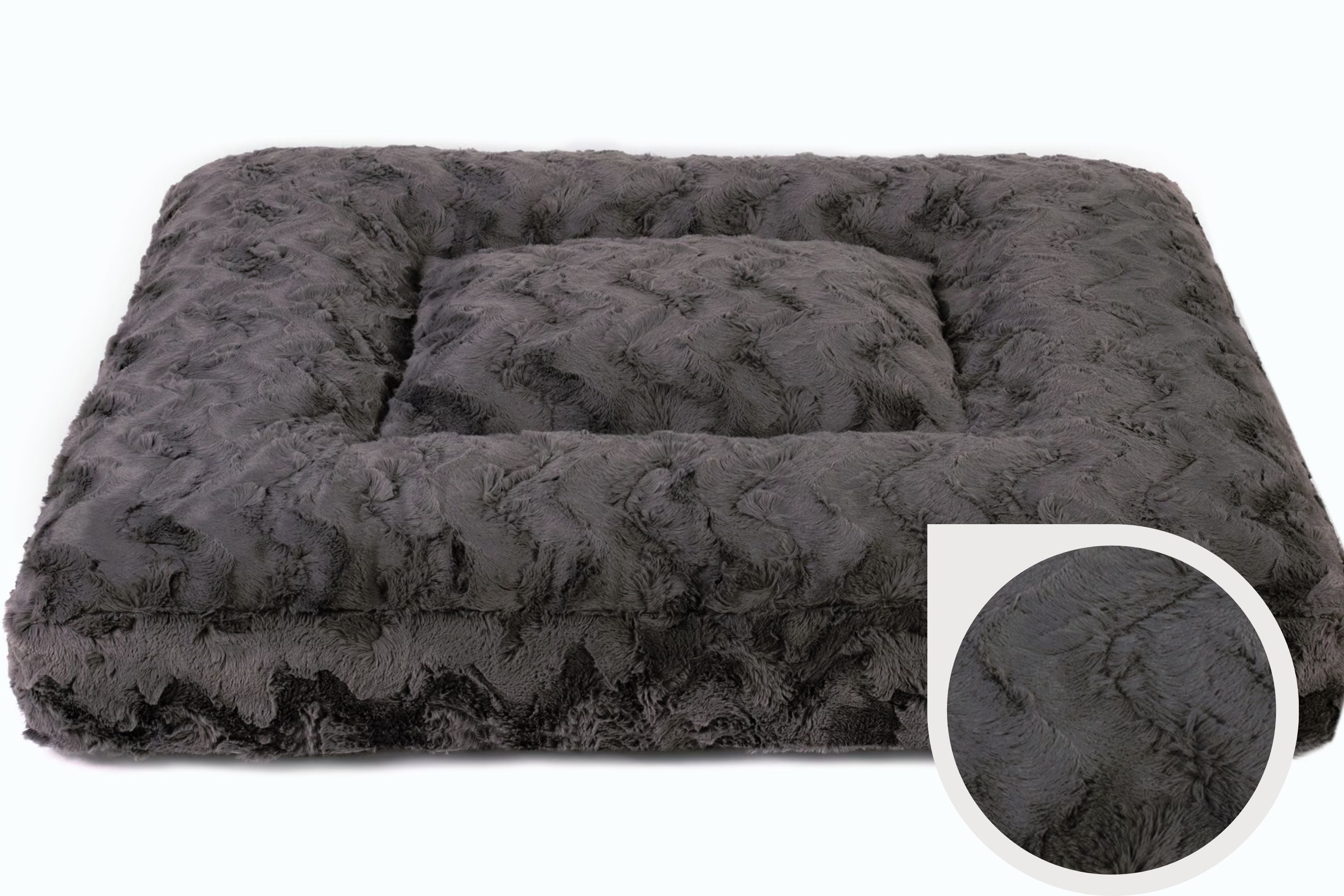 Wau-Bed orthopädisches Hundebett, Modell Wild Wave Dark Grey / Eckig / S (80x60cm),Dark Grey / Eckig / M (100x80cm),Dark Grey / Eckig / L (120x100cm),Dark Grey / Eckig / XL (140x120cm) Dark Slate Gray