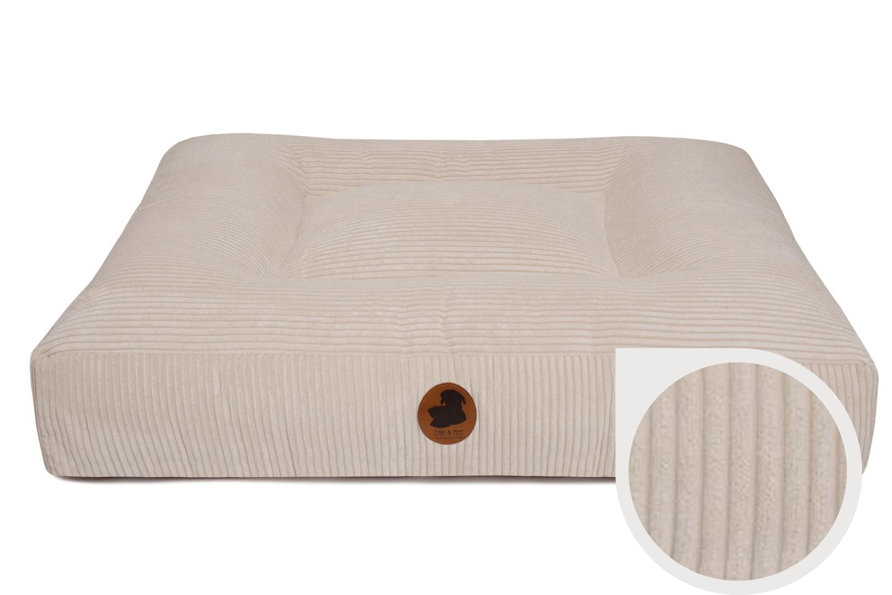 Wechselbezug für orthopädisches Hundebett, Modell Cord Creme, Eckig, in verschiedenen Größen