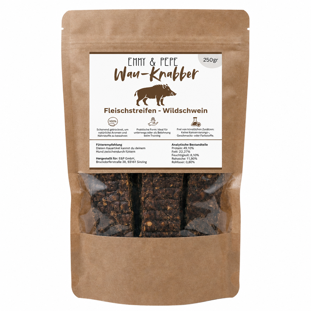 Wau-Knabber Wildschweinfleisch-Streifen 250g