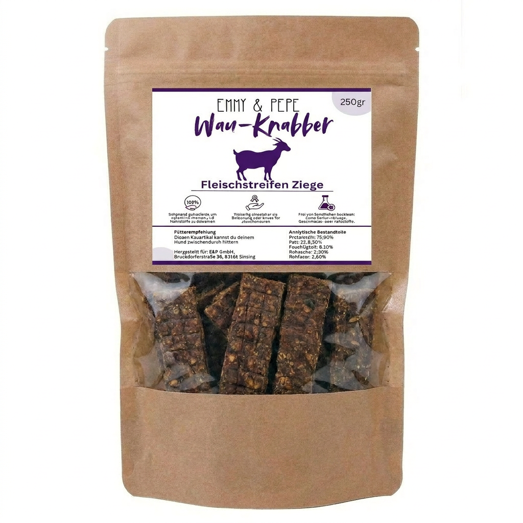Wau-Knabber Ziegenfleisch-Streifen 250g