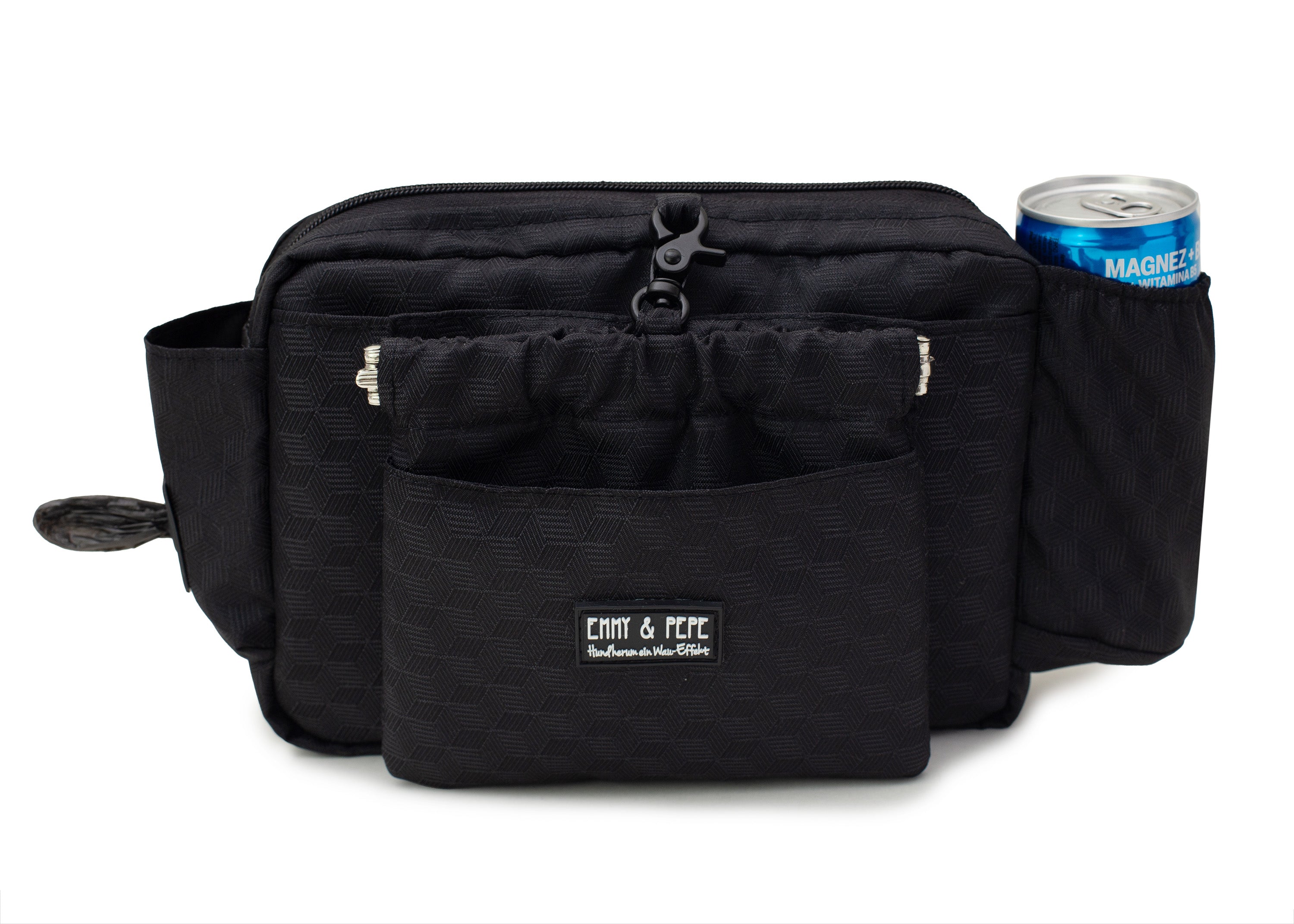 Wau-Pack große Gassitasche, Modell Fröhliches Schwarz, Gurtlänge S (60-85cm),M (80-110cm),L (100-145cm) - bei jedem Spaziergang alles dabei