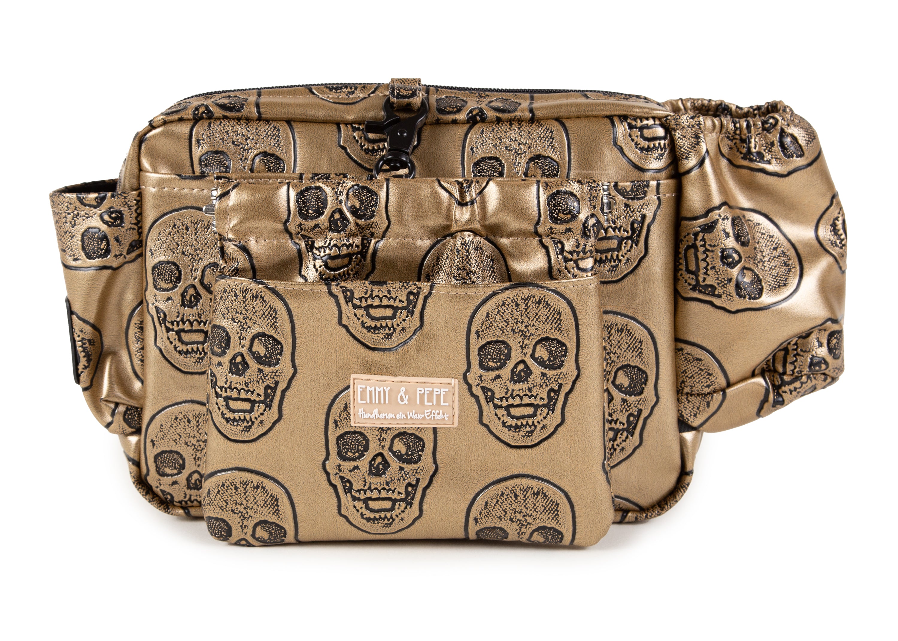 Wau-Pack große Gassitasche, Modell Goldskull, Gurtlänge S (60-85cm),M (80-110cm),L (100-145cm) - bei jedem Spaziergang alles dabei