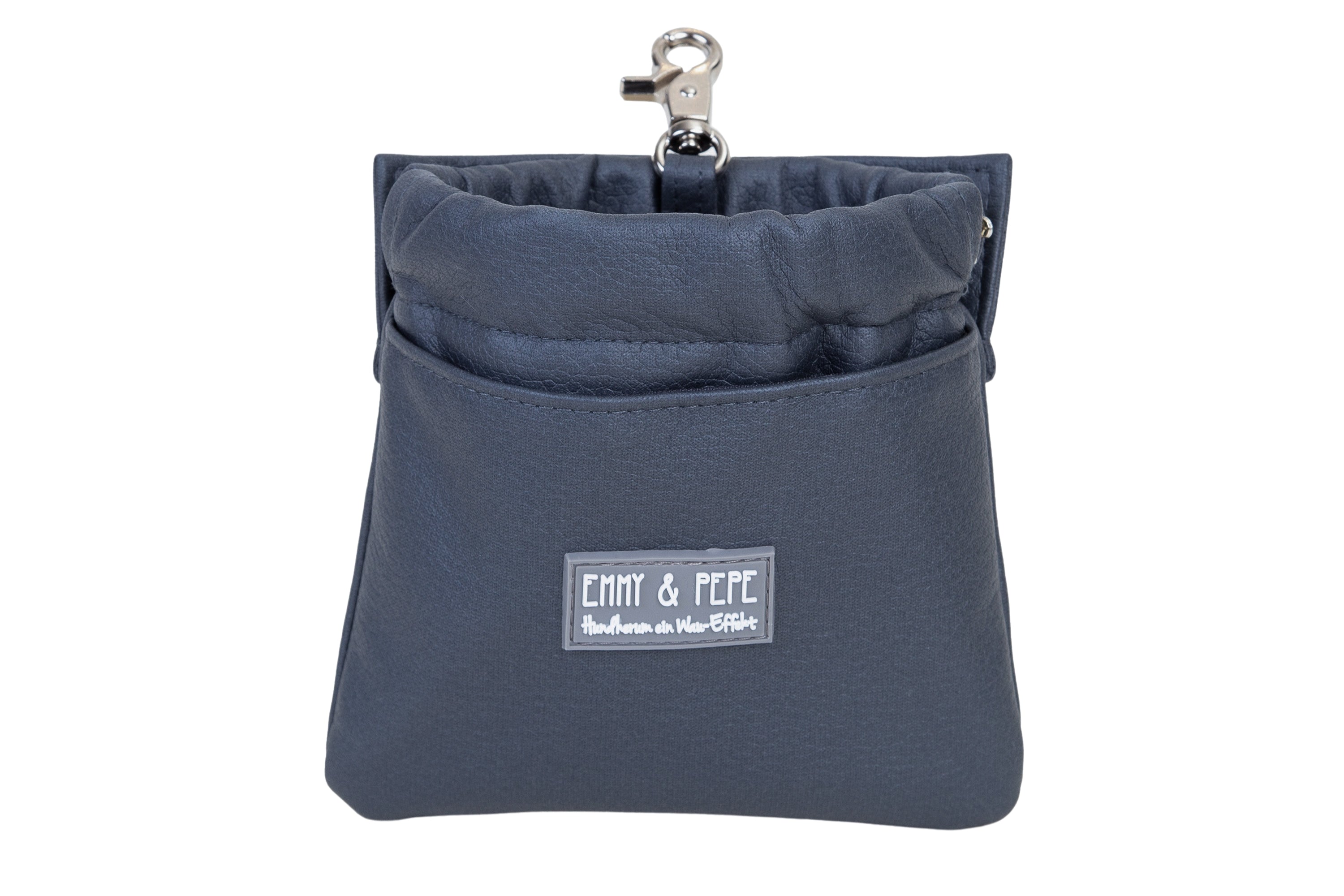 Wau-Pack große Gassitasche, Modell Kunstleder Midnight, dunkles Blau - abnehmbare Leckerlitasche
