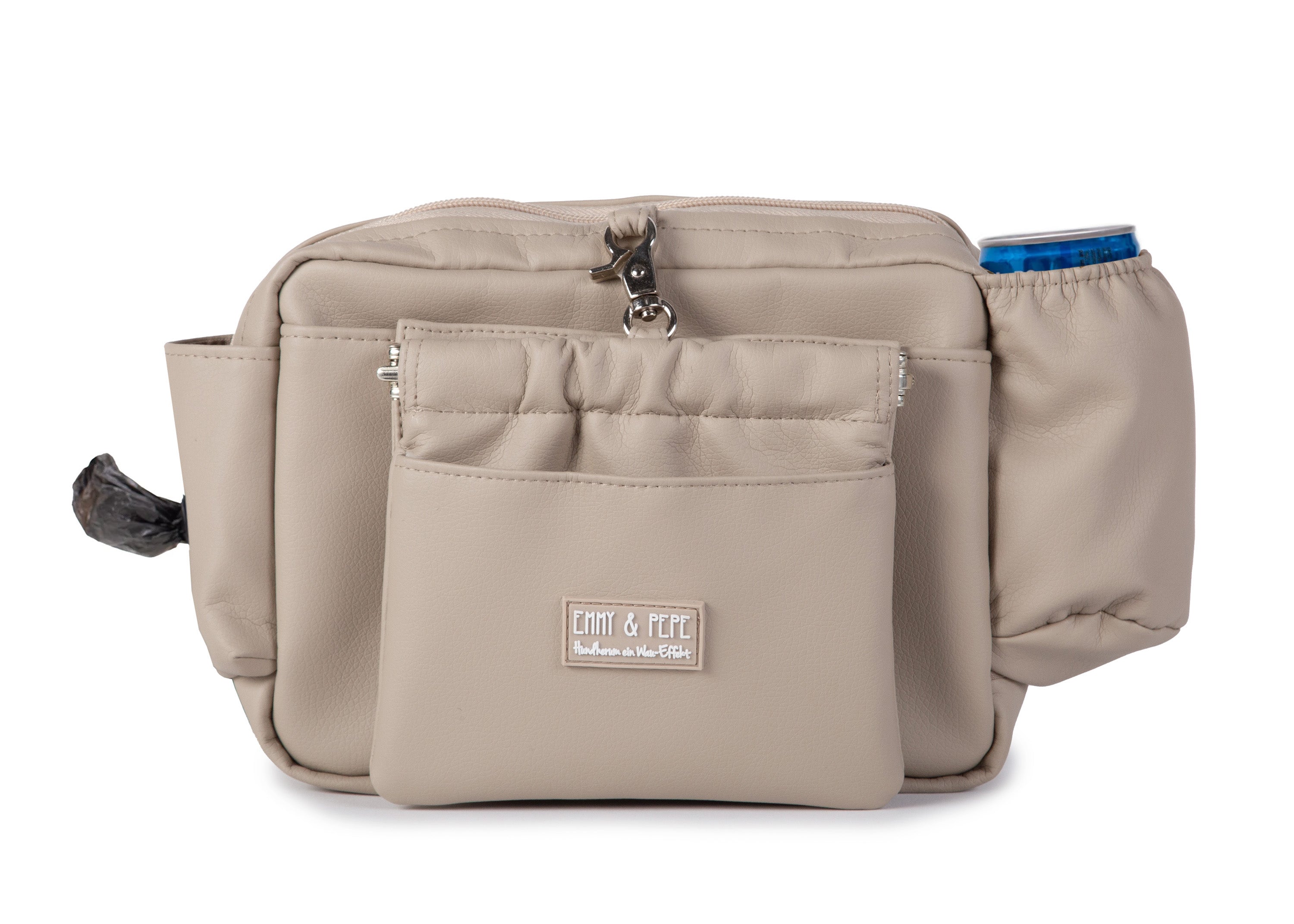Wau-Pack große Gassitasche, Modell Kunstleder Taupe, Gurtlänge S (60-85cm),M (80-110cm),L (100-145cm) - bei jedem Spaziergang alles dabei