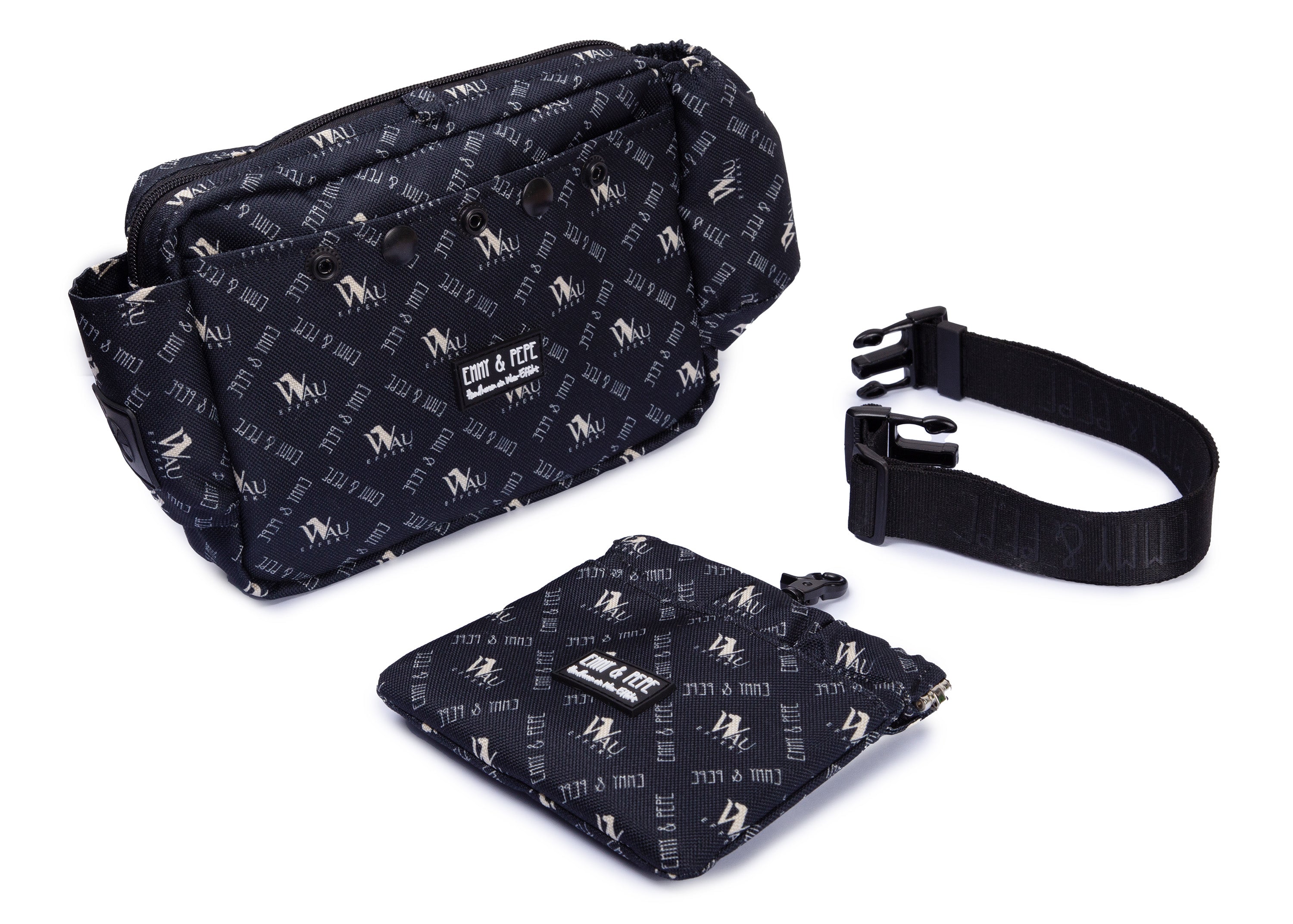 Wau-Pack große Gassitasche, Modell "Wau-Effekt" Black, schwarz mit kleinen Logos,