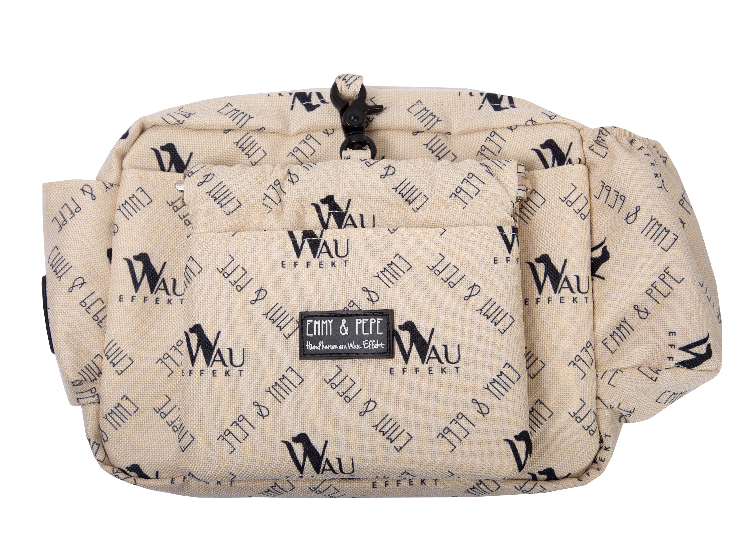 Wau-Pack große Gassitasche, Modell "Wau-Effekt", Farbe Creme, Gurtlänge S (60-85cm),M (80-110cm),L (100-145cm) - bei jedem Spaziergang alles dabei