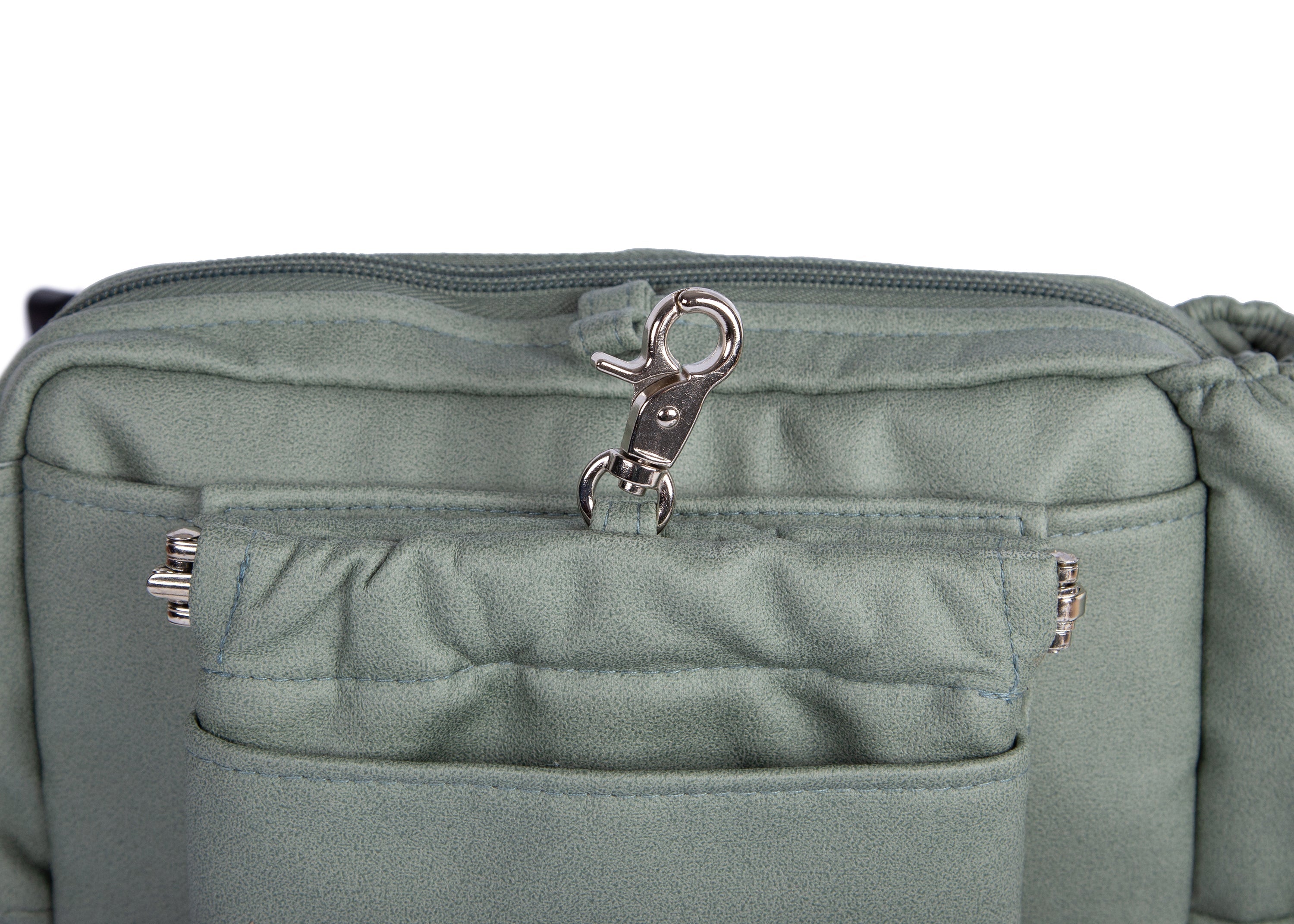 Wau-Pack große Gassitasche, Modell Wildleder Salbei, mit abnehmbarer Leckerlitasche