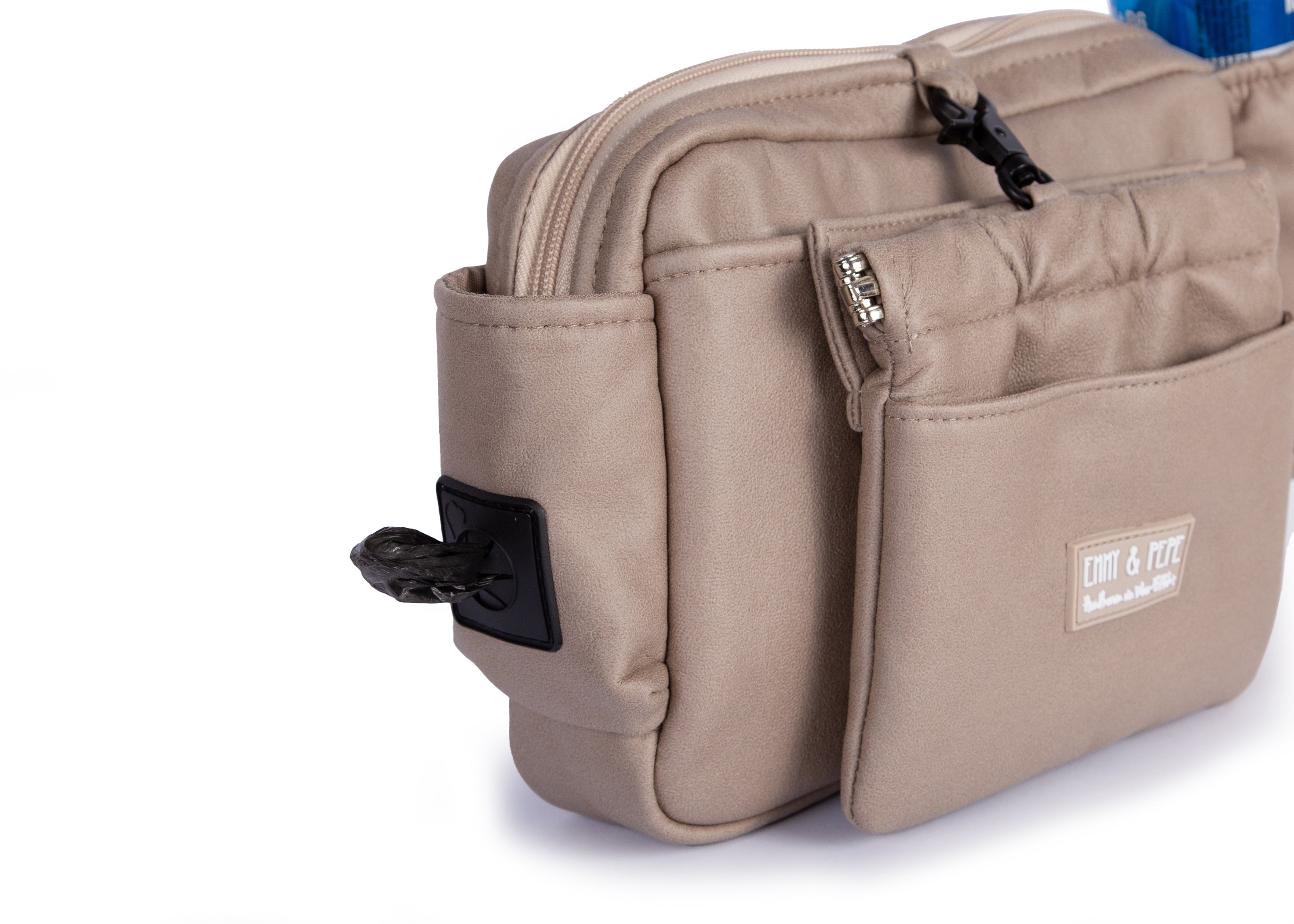 Wau-Pack große Gassitasche, Modell Wildleder Taupe, mit praktischem Kotbeutelspender