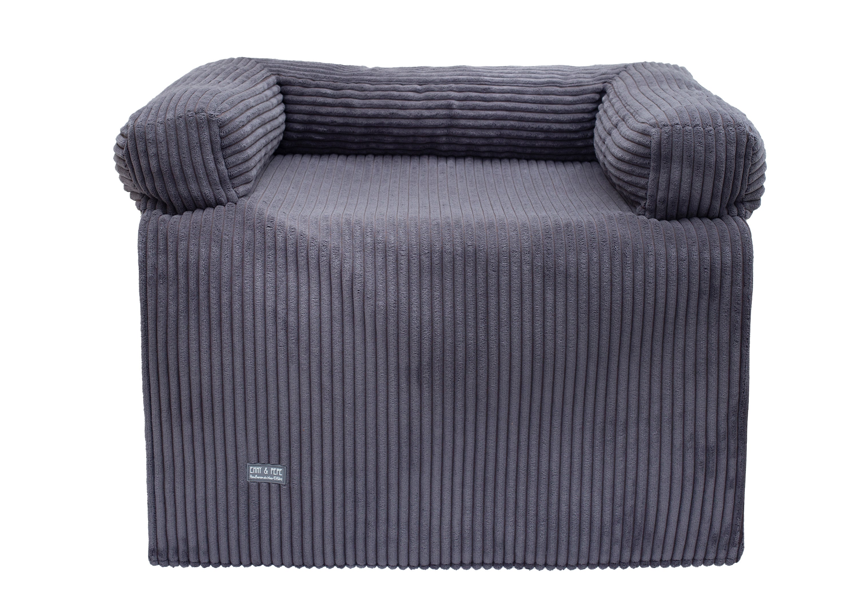 Wau-Sofa Hundesofa in Cord Dark Grey erhältlich in S (76x60cm),M (100x80cm),L (120x100cm) für ein sauberes Sofa und bequemes liegen für deinen Hund