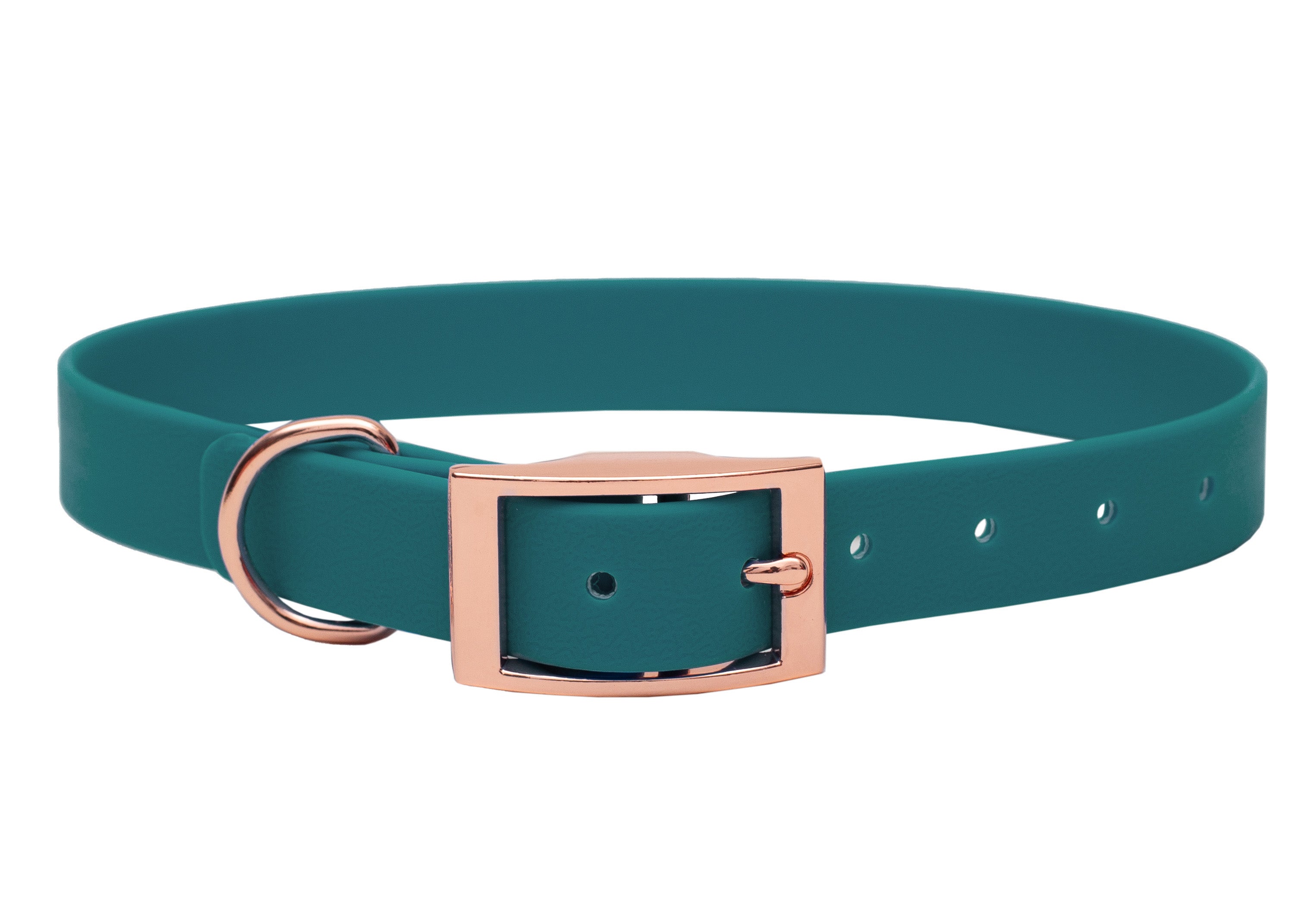 Biothane Halsband für Hunde, Modell Green, Verschluss Rosegold