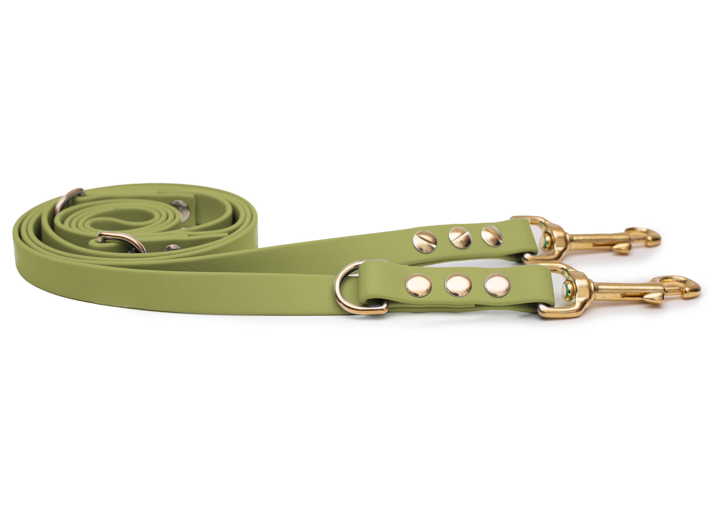 EMMY & PEPE Hundeleine Biothane Khaki mit Bolzenkarabiner Gold