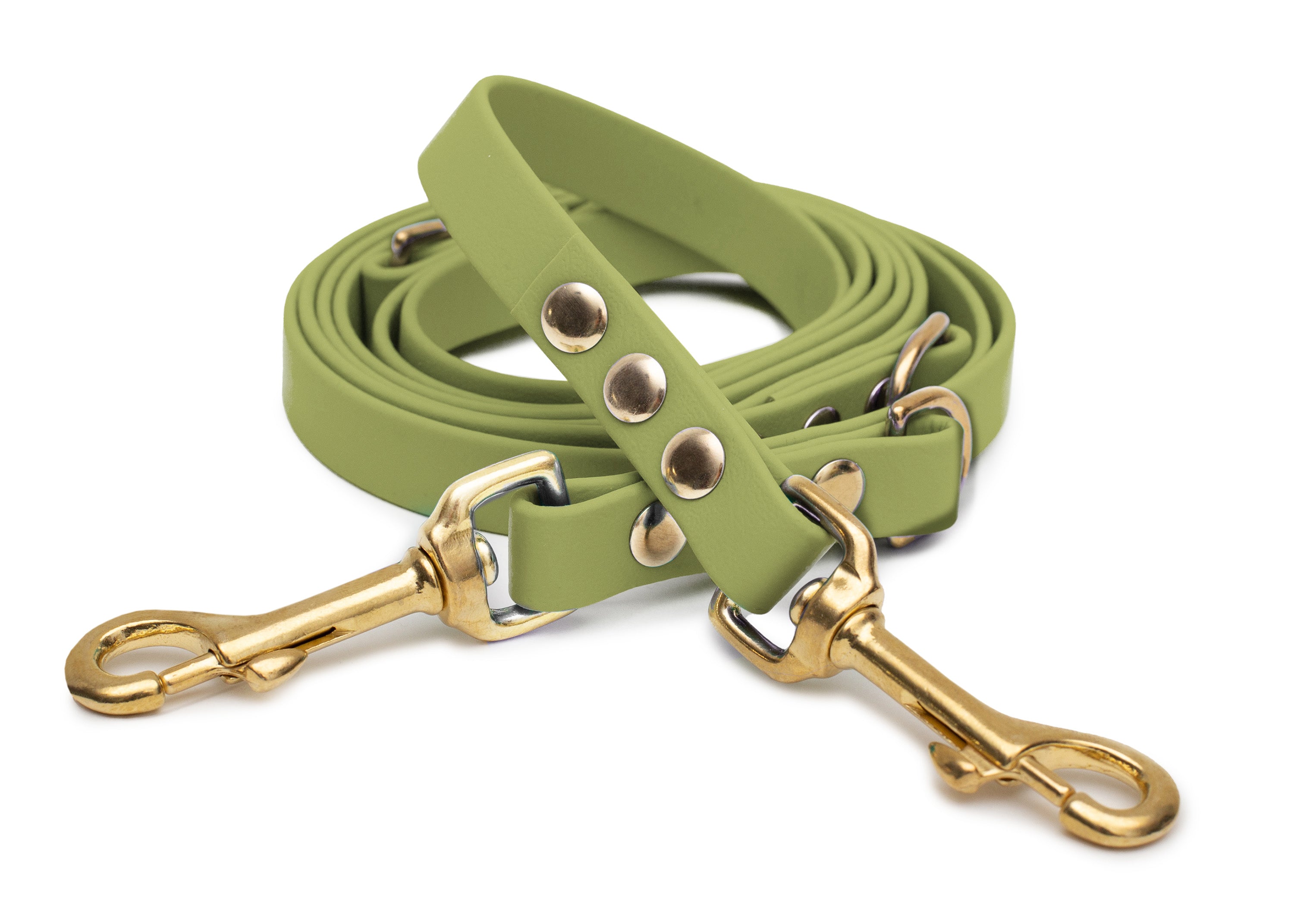 EMMY & PEPE Hundeleine Biothane Khaki mit Bolzenkarabiner Gold