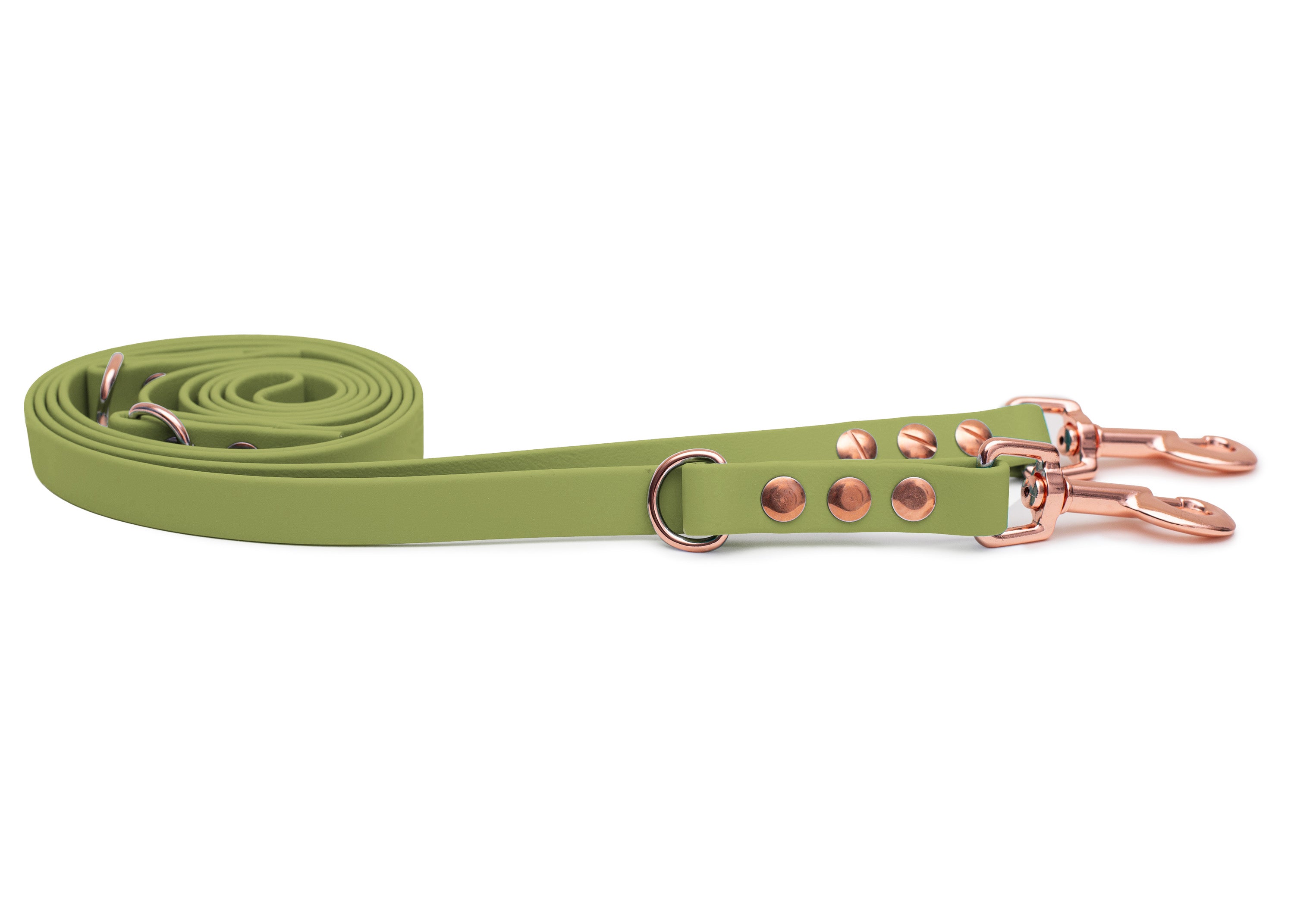 EMMY & PEPE Hundeleine Biothane Khaki mit Bolzenkarabiner Rosegold