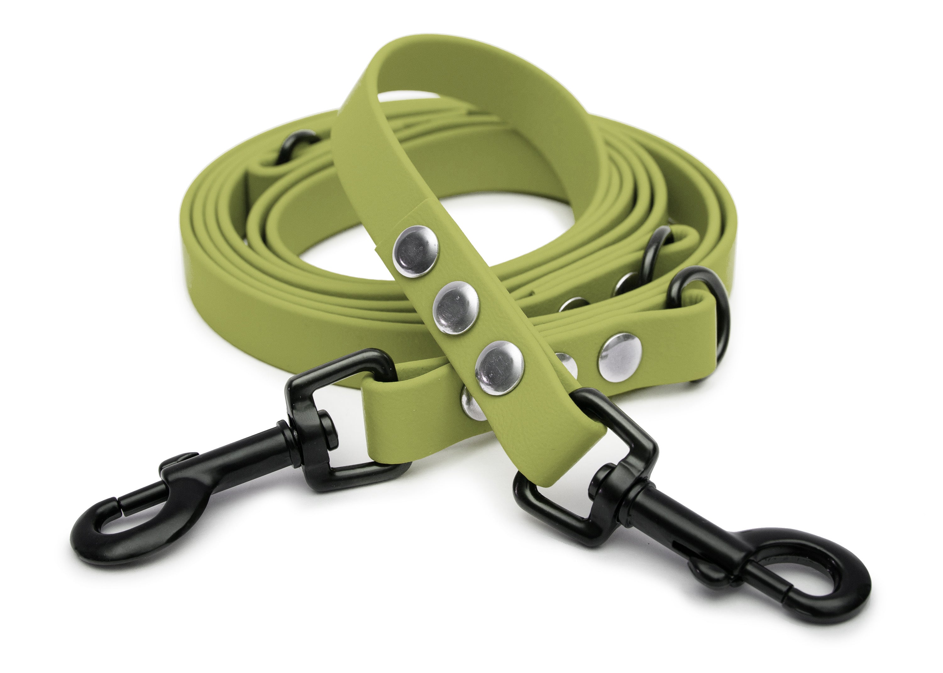 EMMY & PEPE Hundeleine Biothane Khaki mit Bolzenkarabiner Schwarz