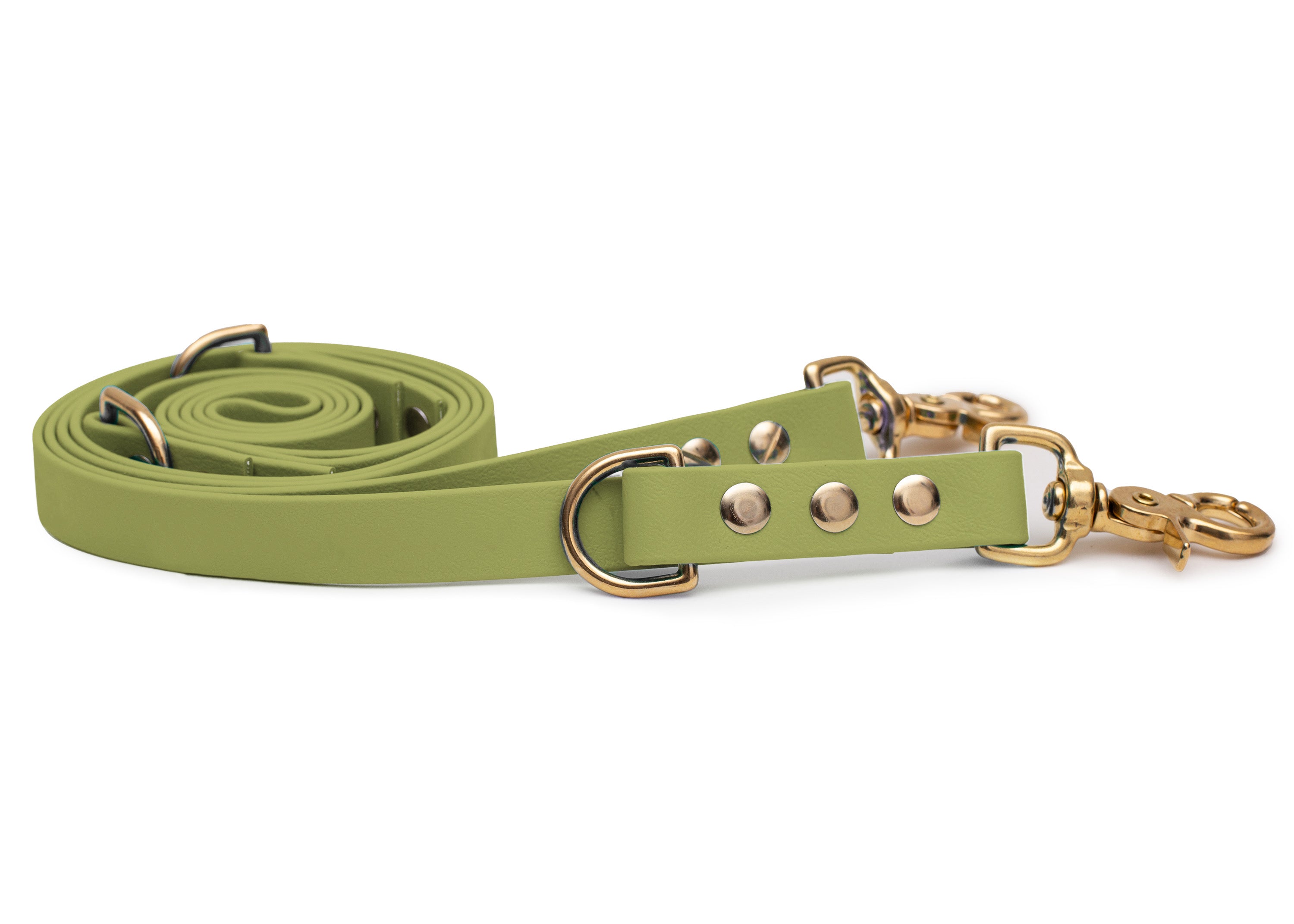 EMMY & PEPE Hundeleine Biothane Khaki mit Scherenkarabiner Gold