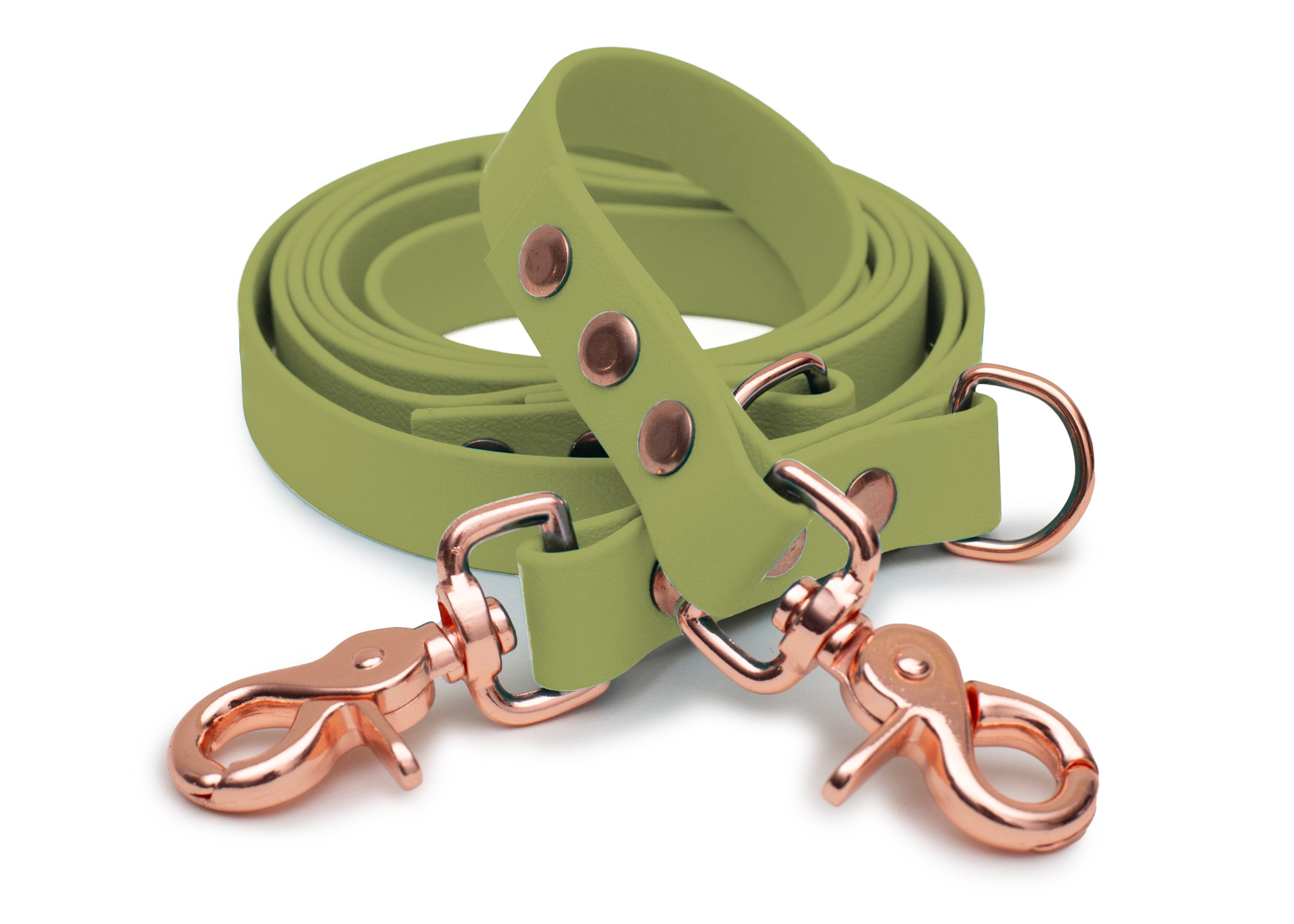 EMMY & PEPE Hundeleine Biothane Khaki mit Scherenkarabiner Rosegold