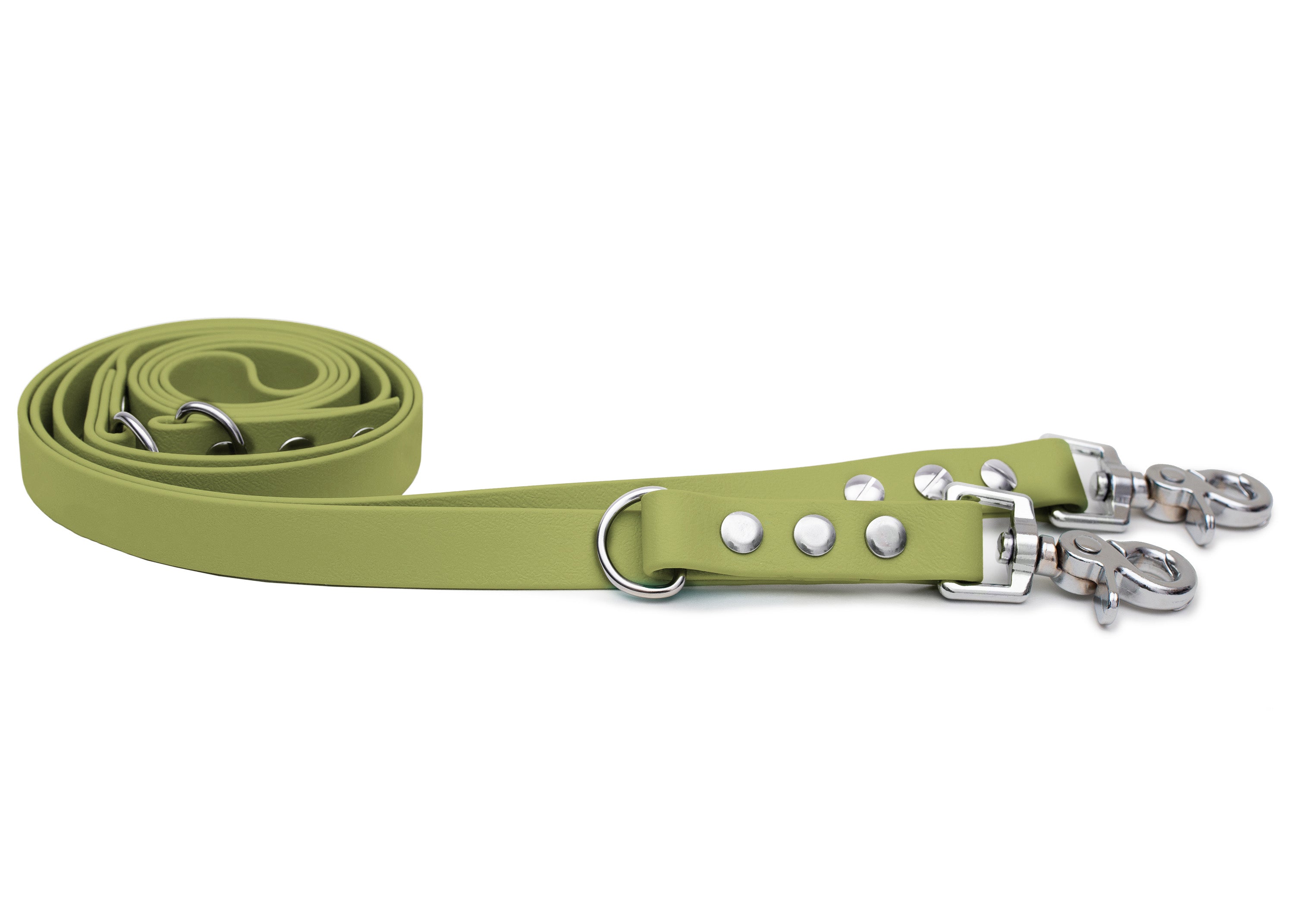EMMY & PEPE Hundeleine Biothane Khaki mit Scherenkarabiner Silber