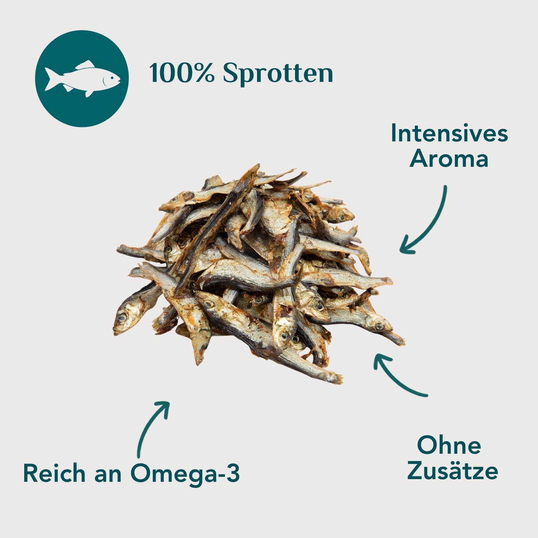 Wau-Knabber Sprotte freigestellt – 100 % Sprotte, reich an Omega-3, hypoallergen, ohne Zusätze