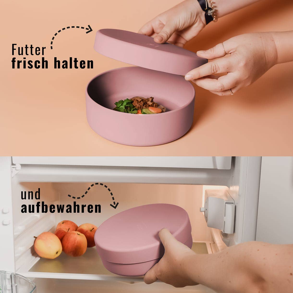 Silikon-Futternapf mit Deckel zum Frischhalten von Tierfutter