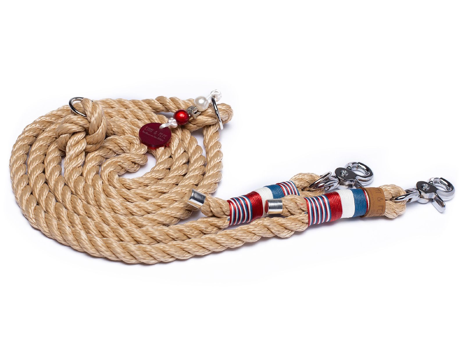 Tauleine für Hunde, Modell Atlantik, mit silbernem Karabiner
