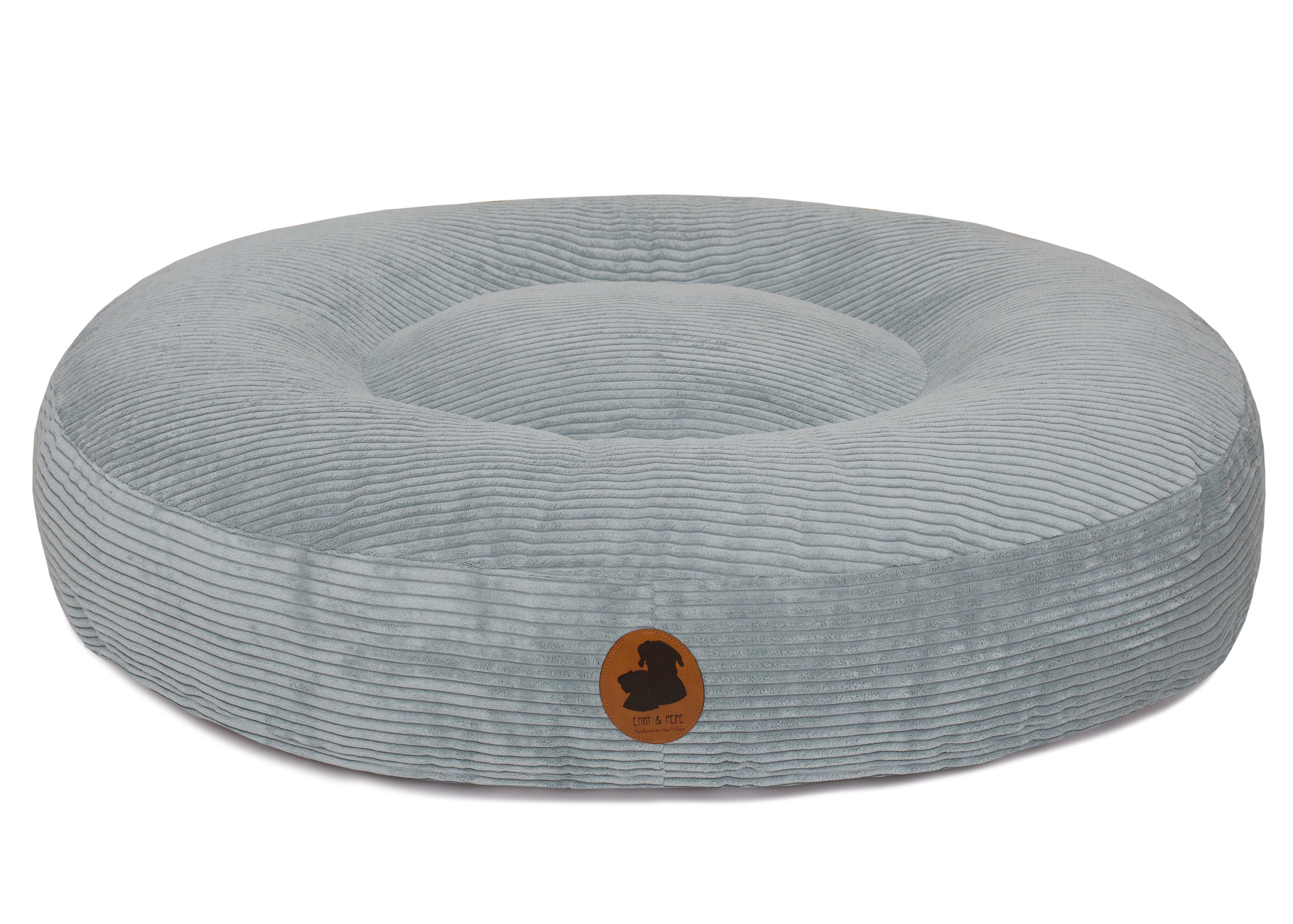 orthopaedisches Hundebett Wau-Bed Cord für Hunde auf weißem Hintergrund in der Farbe Mint in Oval von EMMY & PEPE